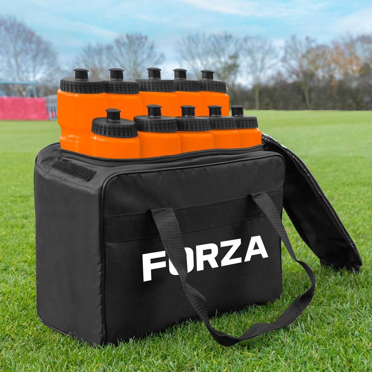 FORZA 10 Water Bottles (750ml) & Carry Bag Set │ 10x Bottle Capacity │Must Have Travel Essentials (Orange) — image 1