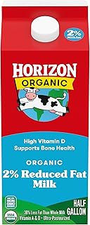 Horizon Organic High Vitamin D 2 Percent Milk, Creamy High Vitamin D Reduced Fat Milk, 64 fl oz Half Gallon Carton