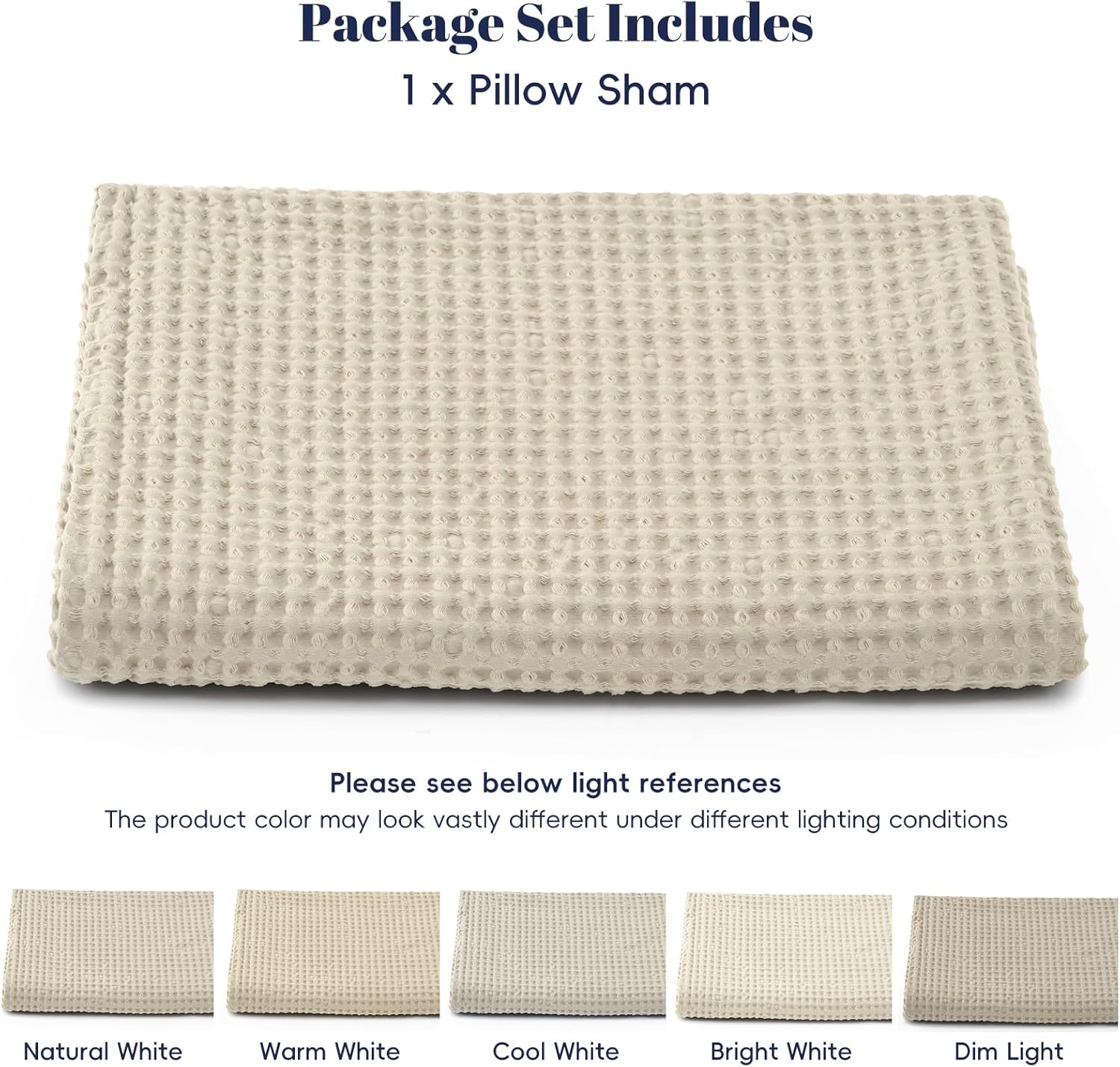 PHF 100% Cotton Waffle Body Pillowcase with Zipper, 1 Pack 20" x 54" Soft Skin-Friendly and Breathable Pillow Sham, No Filling, Aesthetic Woven Waffle Weave Body Pillow Cover for Bed, Linen - Image 6