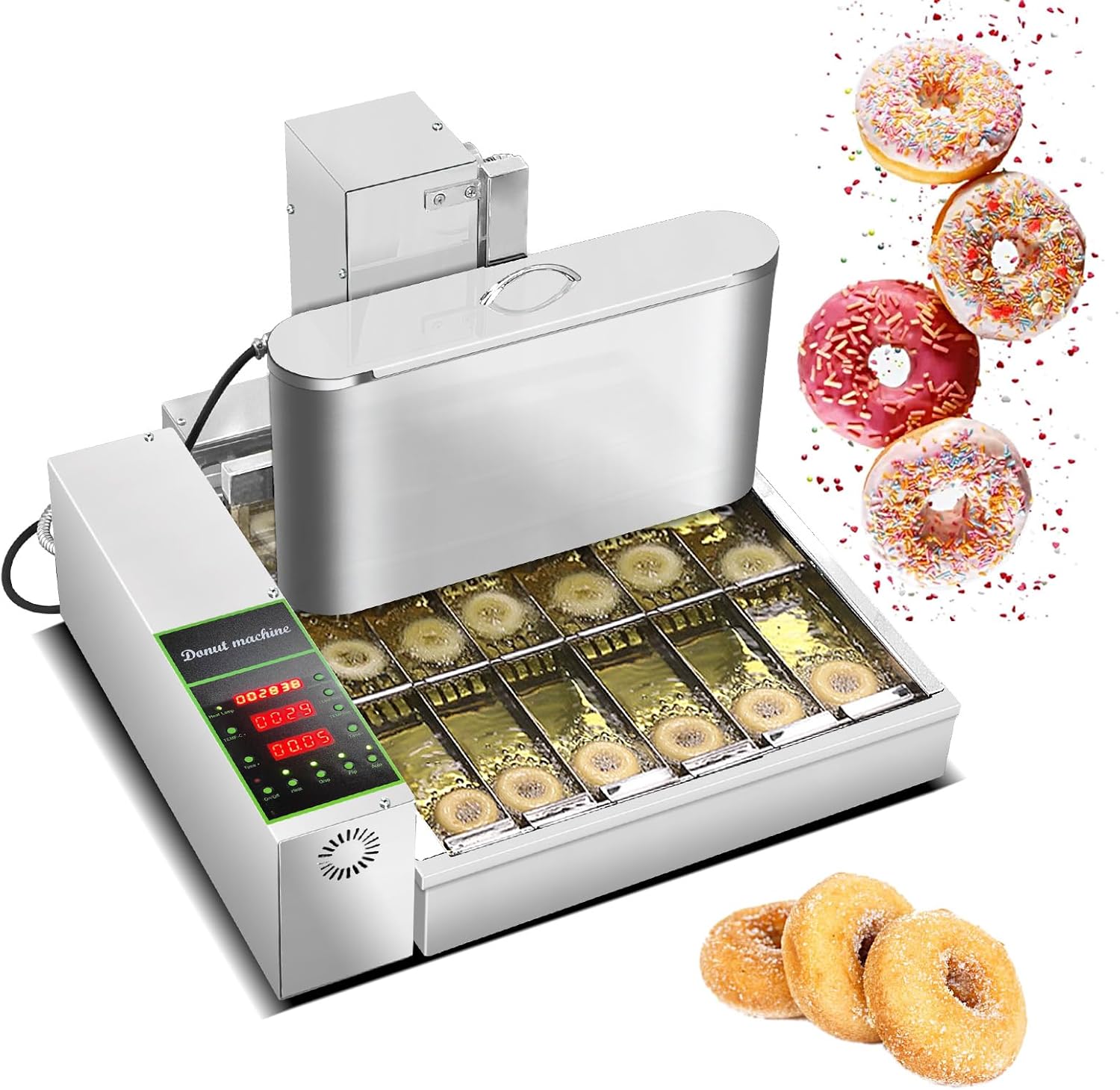 Kolice Commercial 2600pcs/hour Mini 6 Rows Donuts Machine, Doughnut Maker, Frying Donuts Maker, Mini Donut Maker, Street Food Snack Food Equipment