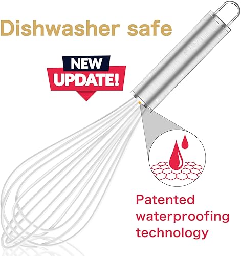 Miniatura 52 de Juego de batidores de acero inoxidable 304, batidor de metal inoxidable apto para lavavajillas, batidores profesionales de alambre de globo
