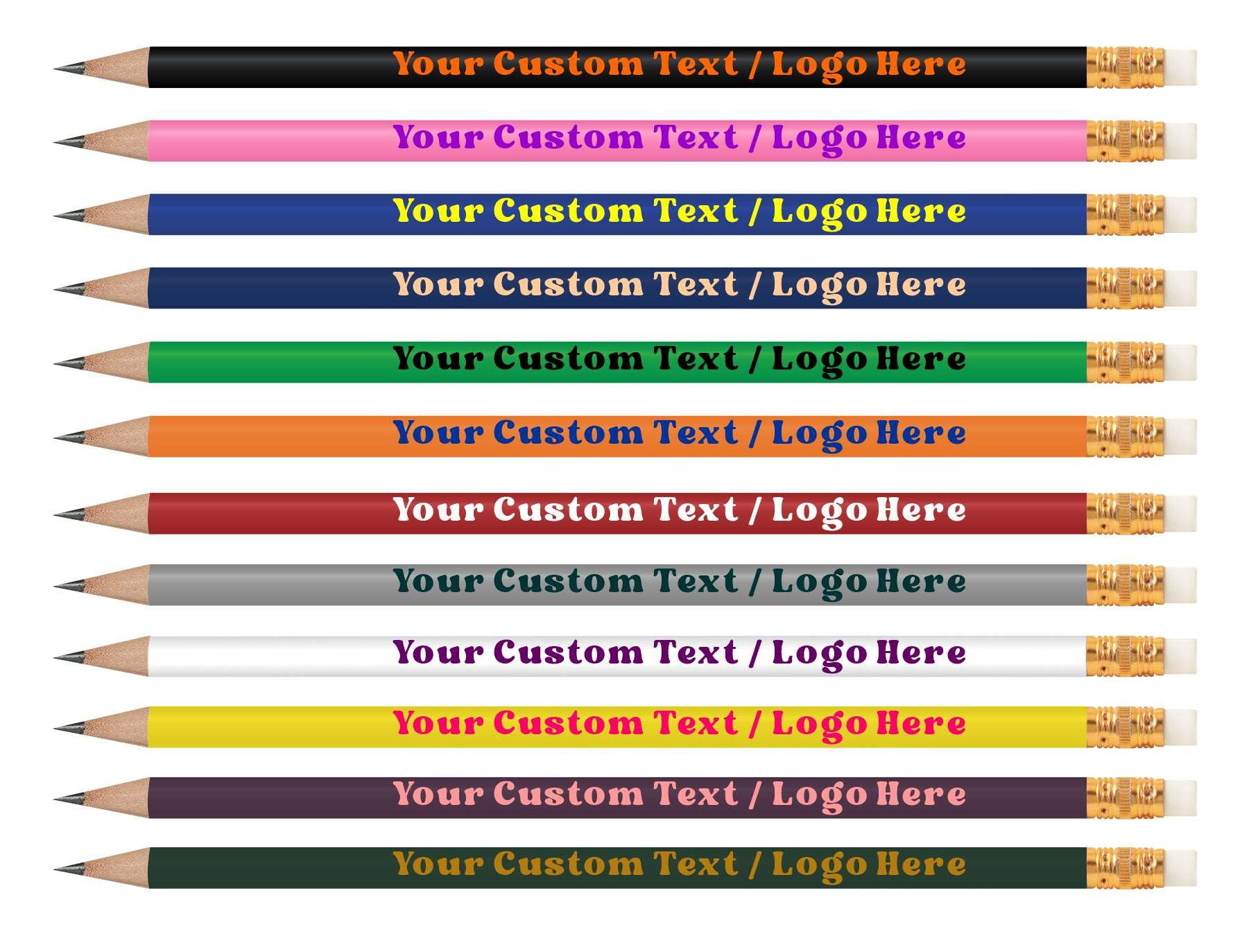 Personalized Pencils - Customized Pencils Imprinted - with Your Text or Logo - Perfect for Offices, Gifts & Events – Custom pencils - Assorted - 96