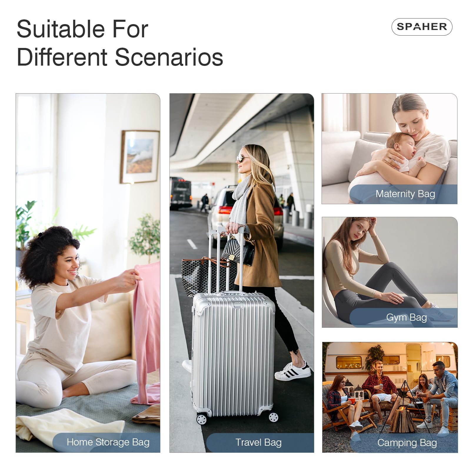 SPAHER Sac de Voyage Cabine Avion 55x35x25 Air France Bagage Cabine, Noir | 50L Grande Capacité, avec 2 Sacs de Toilette, Multipoche, Nylon Résistant à l'eau, pour Voyages Sport Week-ends