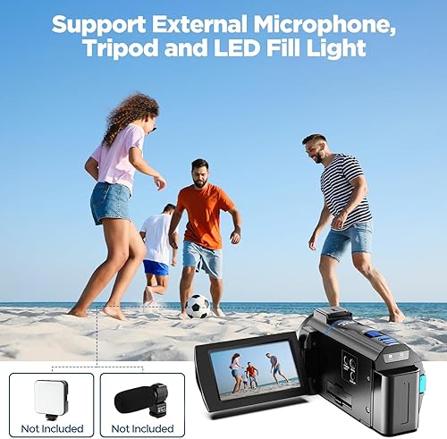 Miniatura 5 de Videocámara 4K 30fps 48MP con visión nocturna IR, 16X zoom digital Cam Corder 3.0 "Rotación de 270° Pantalla táctil Grabadora de video para YouTube