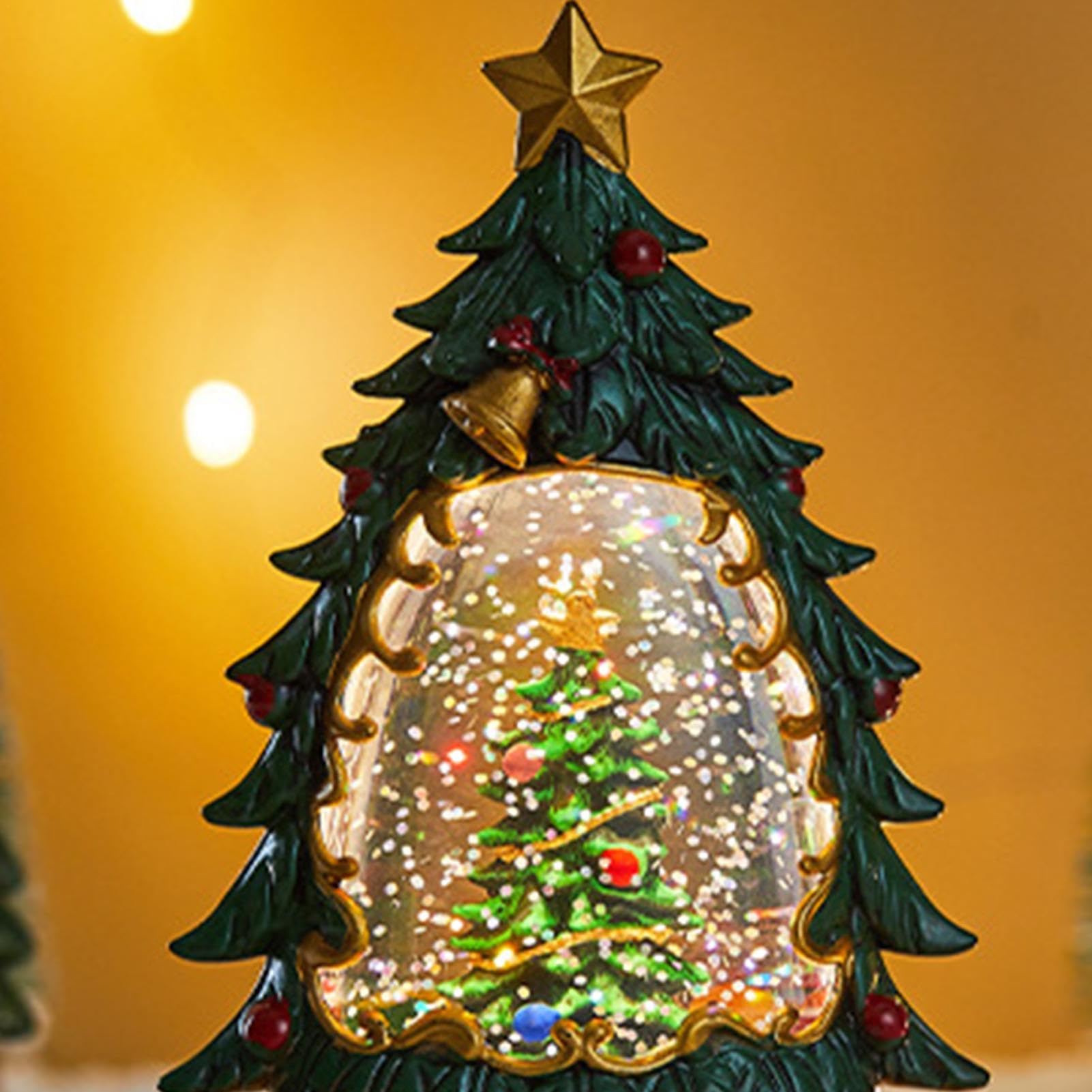 Bola de Nieve Brillante,Globos de Nieve, Bola Brillante con Forma de árbol de Navidad, Luz Nocturna de Bola Brillante de otoño, Decoraciones iluminadas en la Puerta para el hogar Interior, Mesa