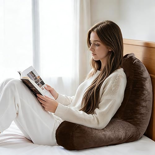 Miniatura 3 de Almohada de lectura para sentarse en la cama para adultos, almohada de lectura con espuma viscoelástica triturada, almohada de espalda para sentarse