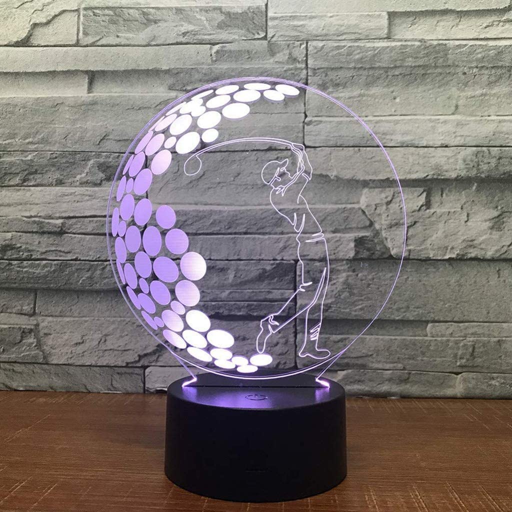 Lumière 3D pour jouer au golf, veilleuse LED 7 couleurs tactile lampe de sommeil USB simple et moderne