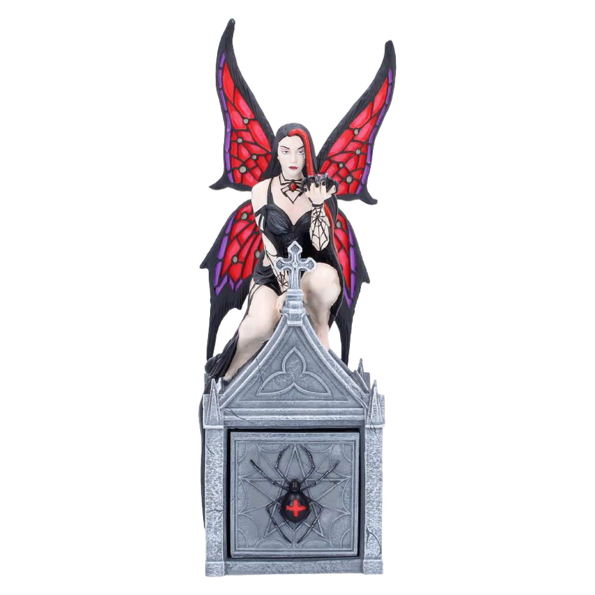 Nemesis Now Anne Stokes Aracnafaria Gotico Trinket Box - Scompartimento nascosto della fata ragno dipinto a mano, collezione in poliresina, 20,6 cm