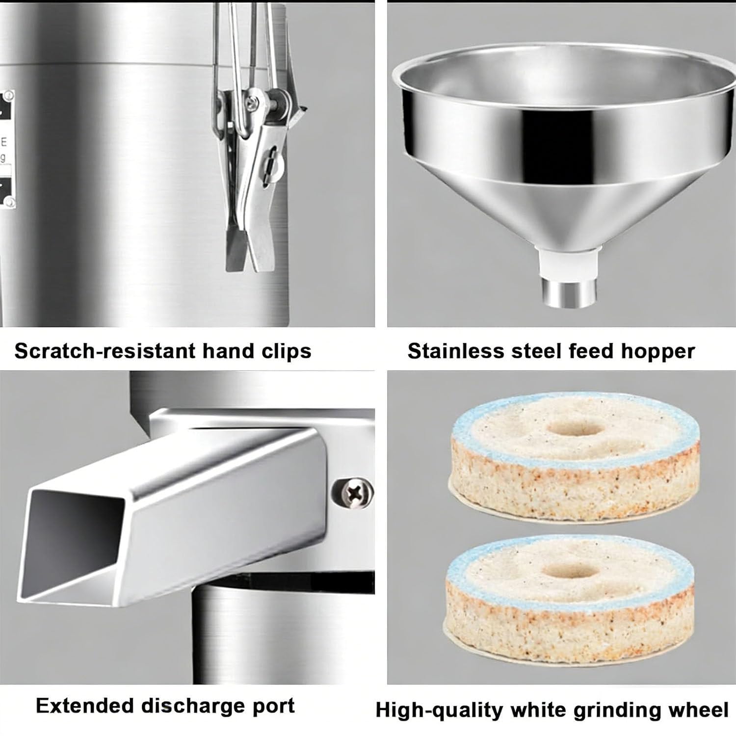 Molino de Acero Inoxidable para Mantequilla de Frutos Secos, Máquina Eléctrica 1100W con Rendimiento 15kg/h, Moler Café, Cereales, Cacahuetes