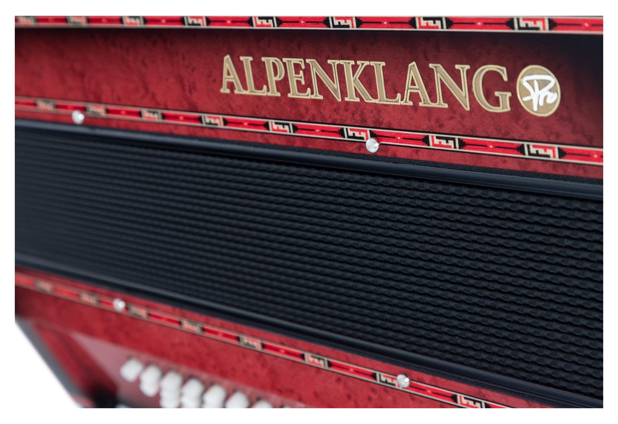 Alpenklang Pro Akkordeon III 72 M Shadow Red - 34 Diskant-Tasten- 6 Diskant-Register - 3-chörig im Diskant - 4-chöriger Standard-Bass - inkl. Musette Register - inkl. Koffer & Riemen