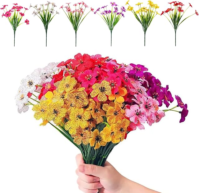 AWAVM 6 bouquets of violets in, anti-ultraviolet artificial flowers will not fade, suitable for indoor vases and outside flowerpots garden decoration DIY