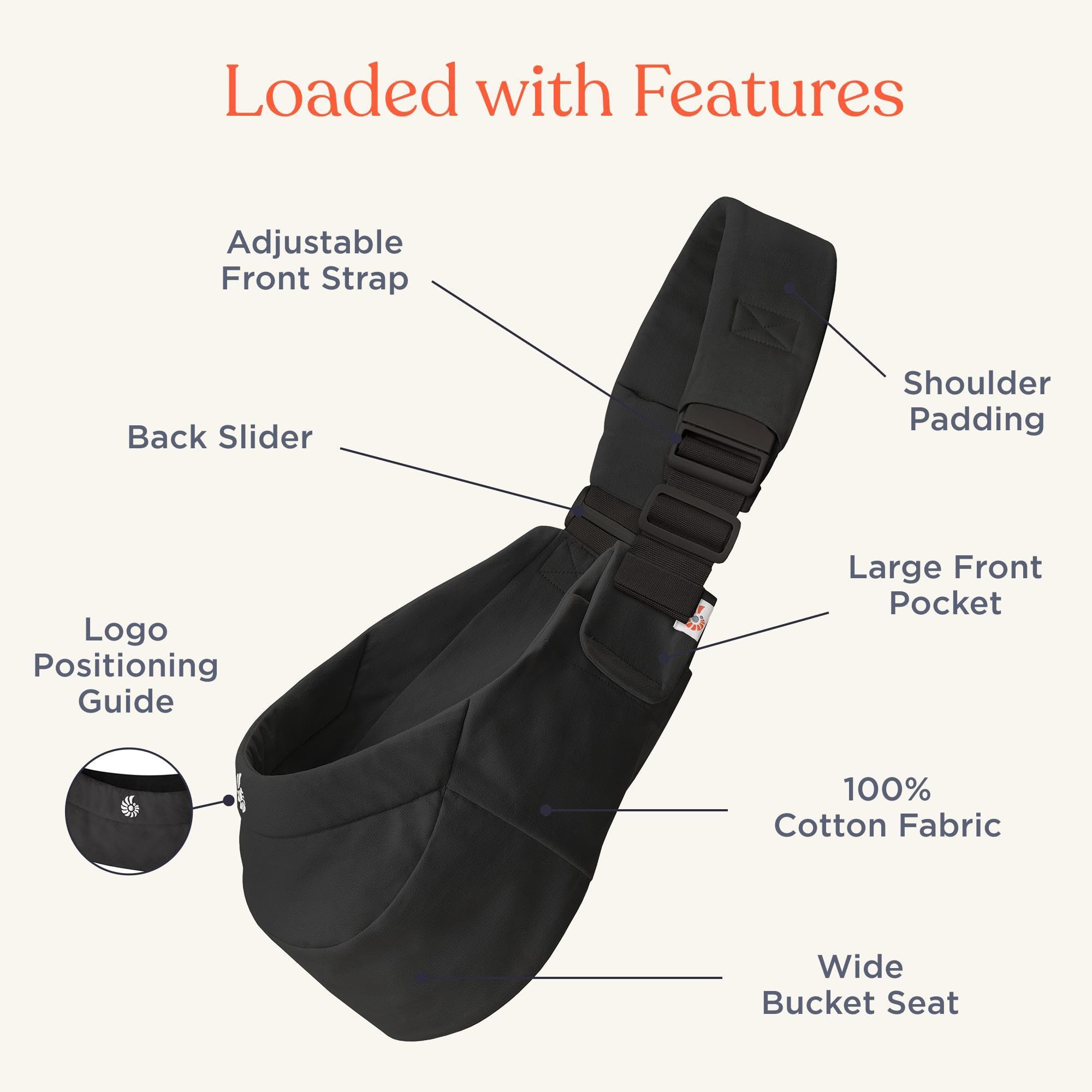 Ergobaby Upsie Sling Baby Hip Carrier, Ergonomic Hip Carrier for Babies and Toddlers from 6 Months (7.7-20.4 kg), Spontaneous Switching Between Walking and Being Carried, Onyx Black — view 3