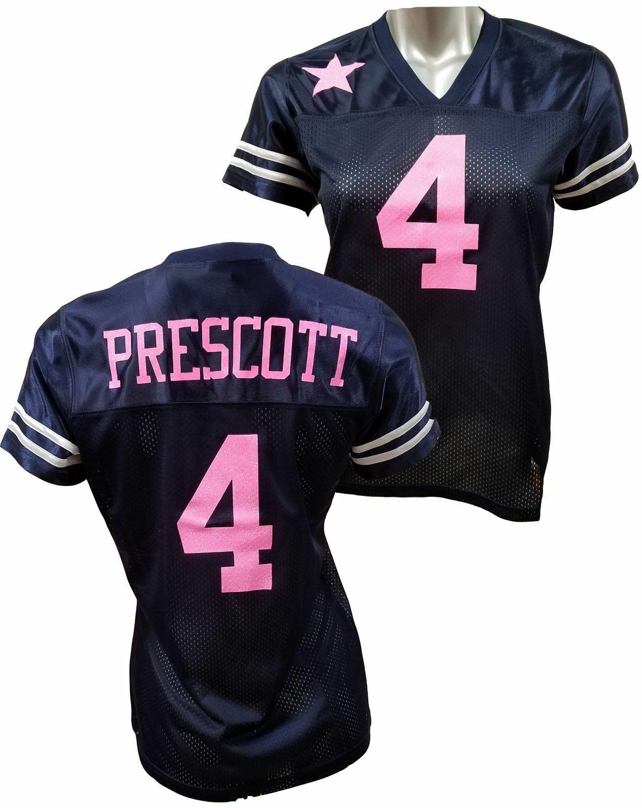 Custom Glitterflake Prescott Womens Navy Jersey Size XL, Dak