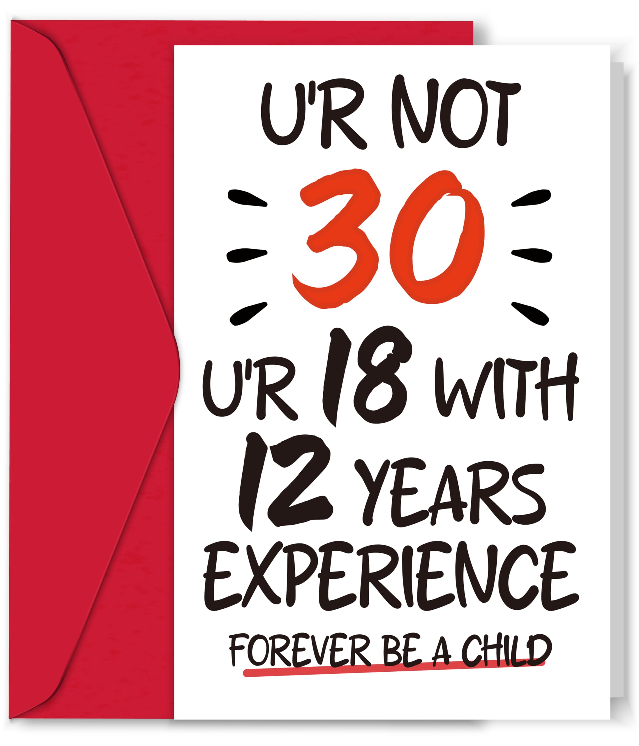 Tarjeta De Felicitación Para 30 Cumpleaños - Diseño Gracioso, Papel Premium 280 G, Incluye Sobre Kraft Reciclado
