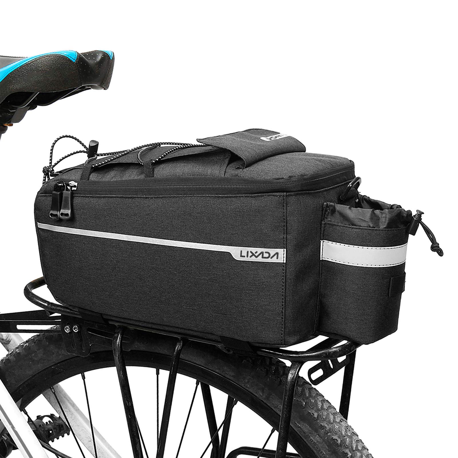 – Insulated Trunk Cooler Bag with Rain Cover Waterproof Cycling Bicycle Rear Rack Storage Luggage Bag Reflective MTB Bike Pannier Bag Shoulder Bag