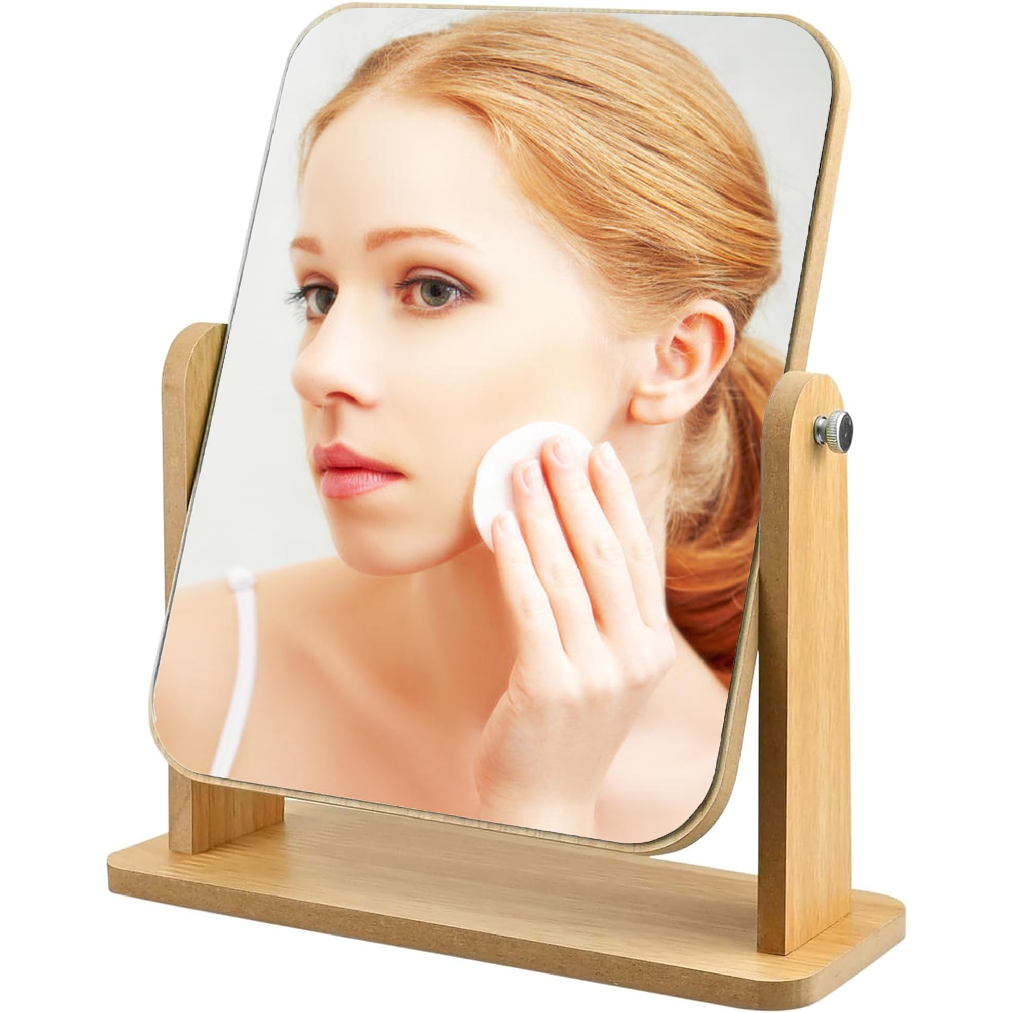 360° Rotation Portable Table Desk Countertop Bathroom Mirrors Shaving Make Up Mirror with Stand High Clear Rectangular Mirror Free Standing, Large-image-25