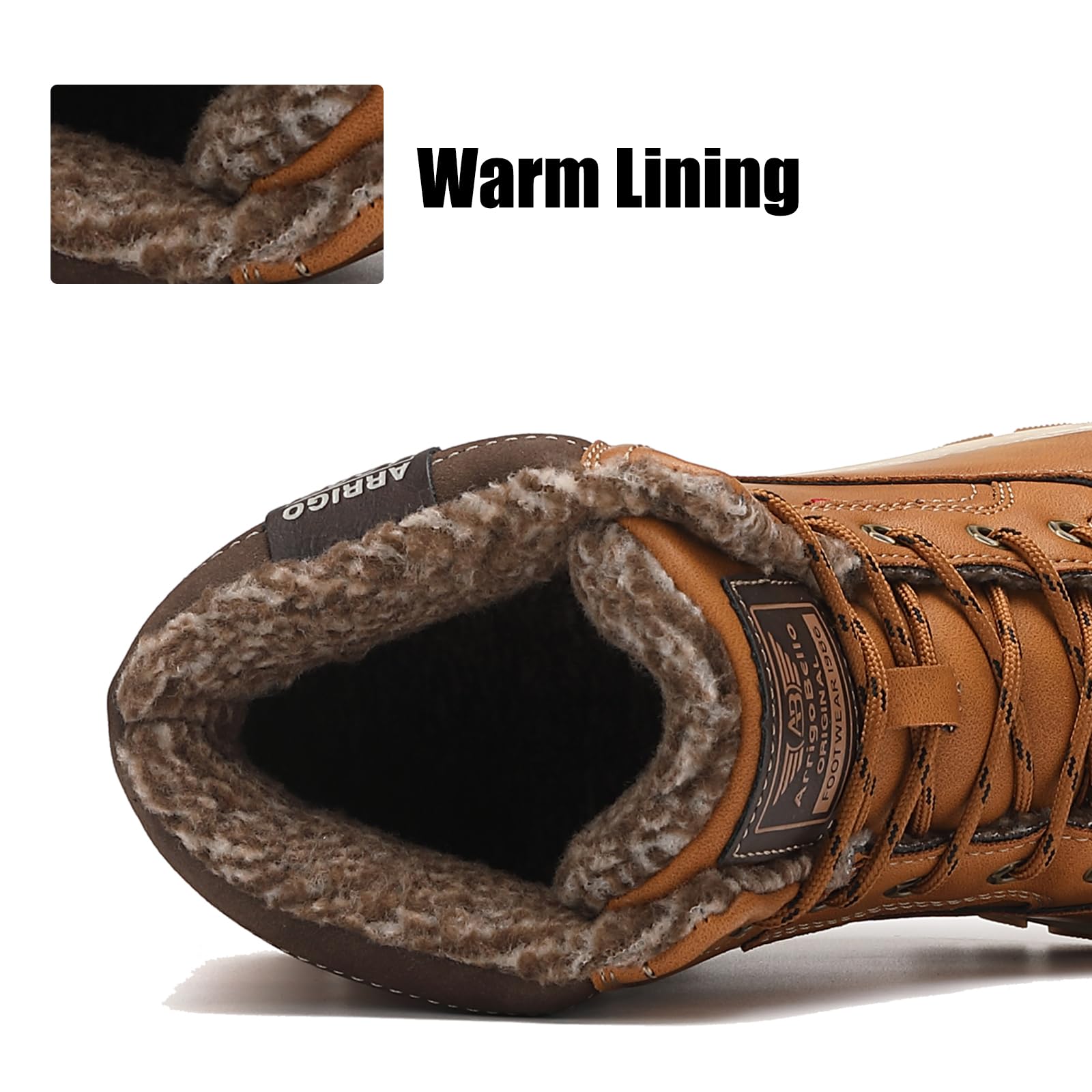 ARRIGO BELLO Stivali Uomo Invernali Scarpe Inverno Calda Foderato Montagna Antiscivolo Trekking Boots Scarponcini Neve Taglia 41-46EU