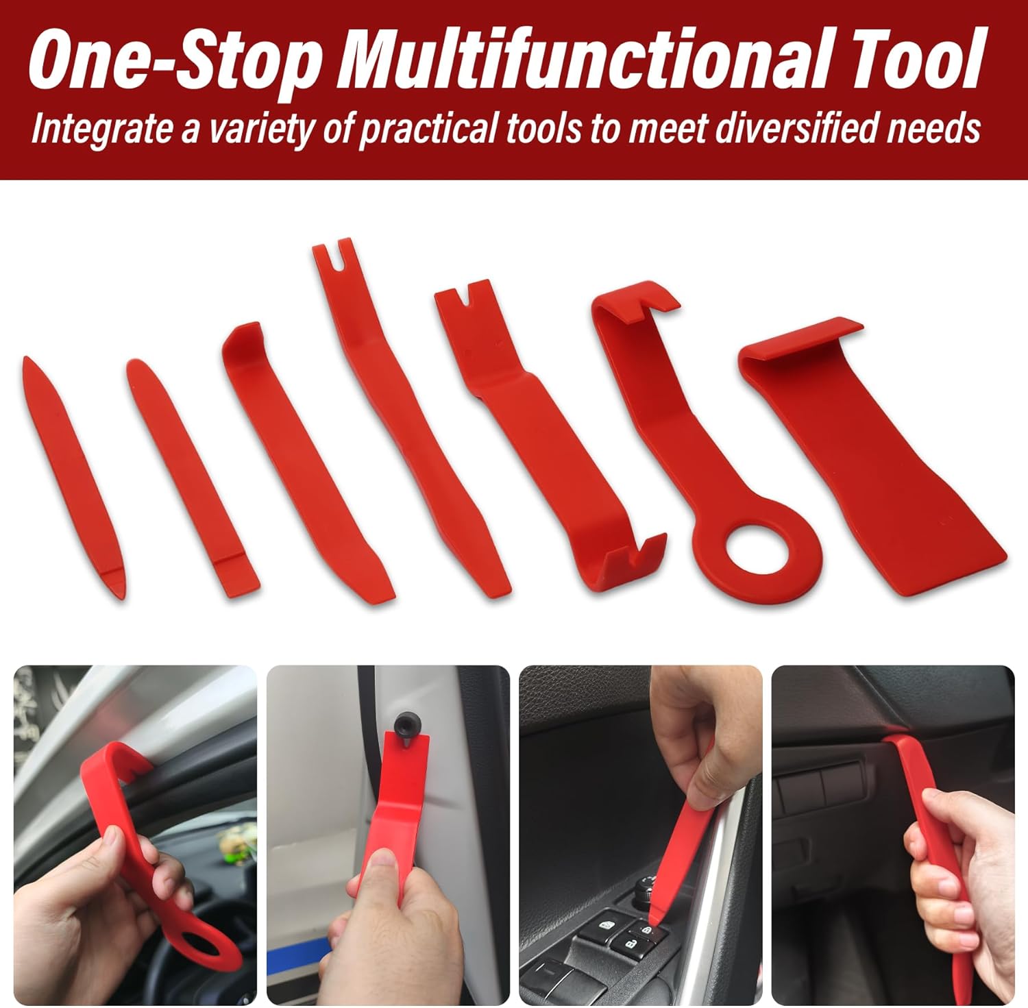 Wind Shear Portable Car Tool Kit, Multifunctional Stainless Steel Car Tools with J-Hook,17 PCS with Carrying Bag