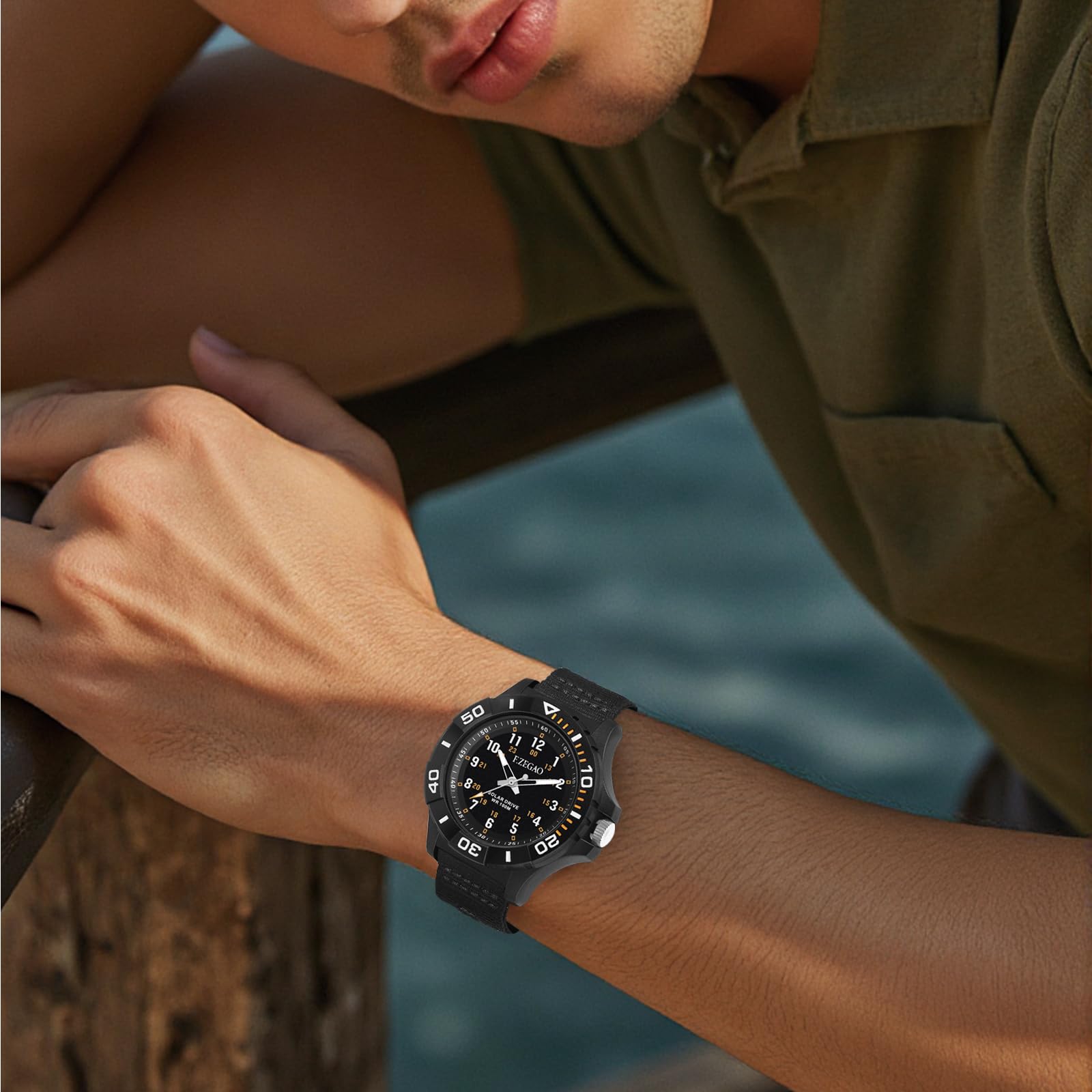 Orologio analogico da uomo, impermeabile fino a 100 m, facile da leggere, unisex, orologio analogico subacqueo di seconda mano, diametro 45 mm