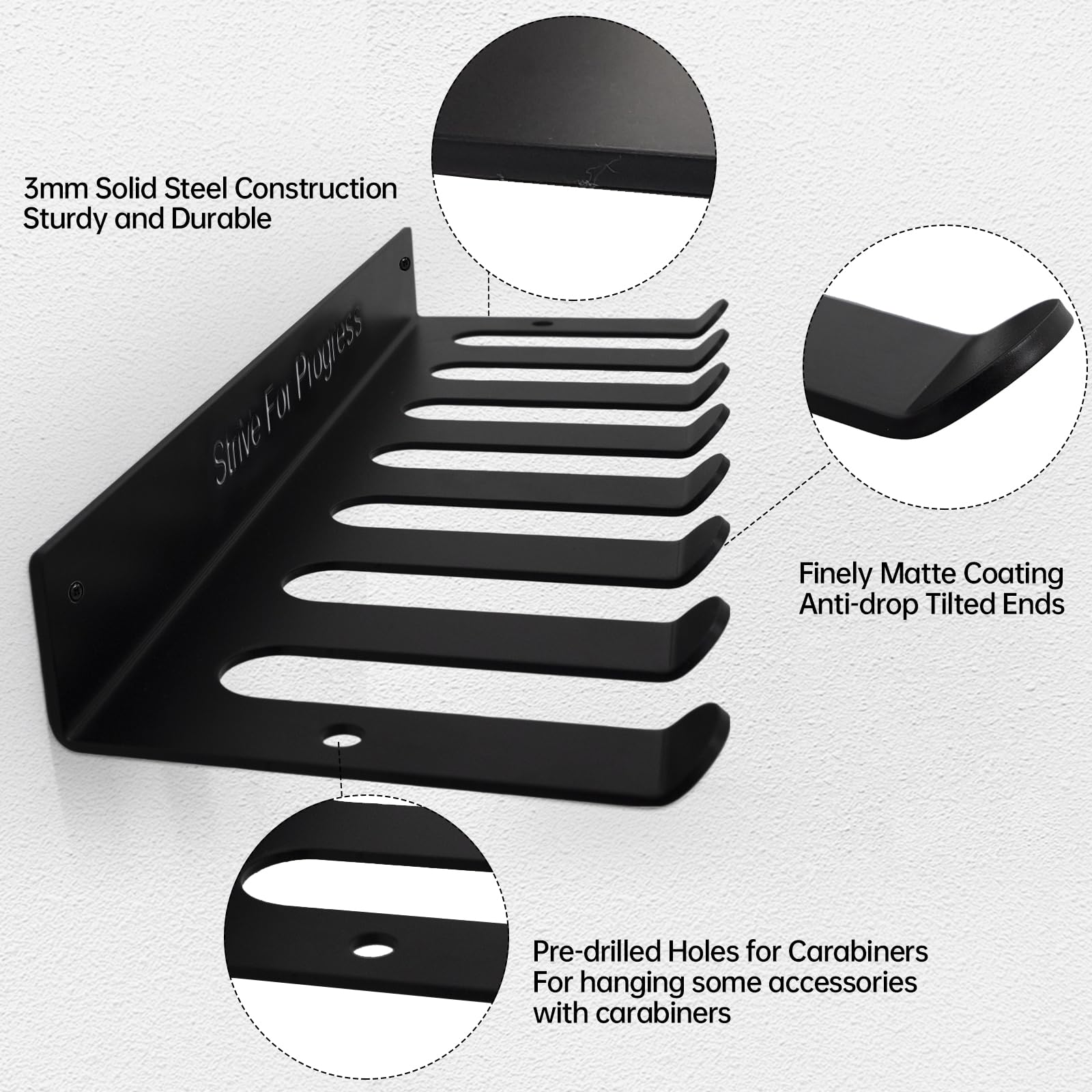 Gym Rack Organizer mit 8 Haken, 3 mm Dicke, Heim-Fitness-Ausrüstung, Mehrzweck-Workout-Ausrüstung, Wandregal, Aufhänger für Langhanteln, Springseile, Ketten, Hebegürtel, Widerstandsbänder