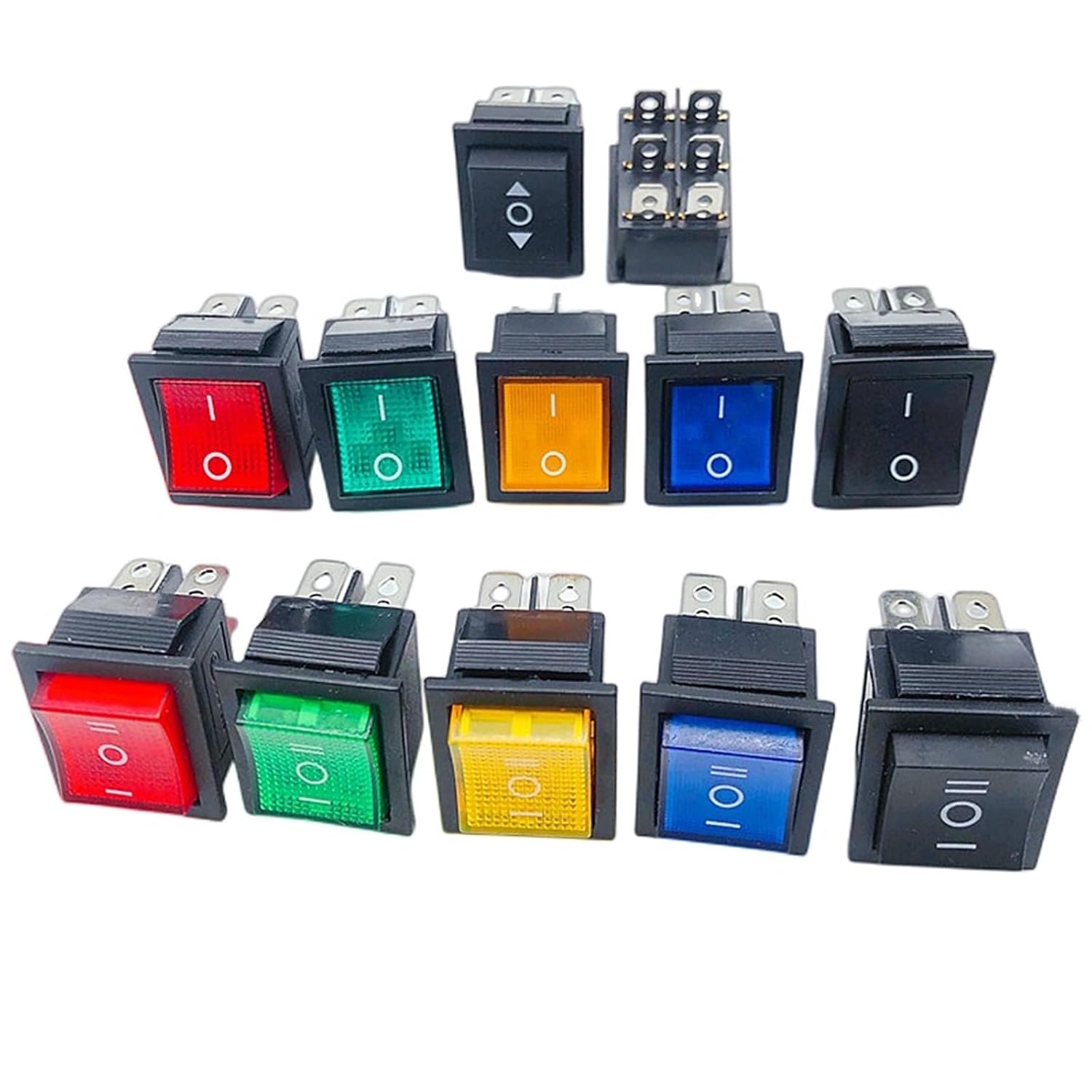 16A 250VAC/ 20A 125VAC,KCD4 Rocker Switch Power Switch 2 Position/ 3 Position 6 Pins Electrical Equipment with Light Switch(Blue,ON-Off_5PCS_4 PIN)