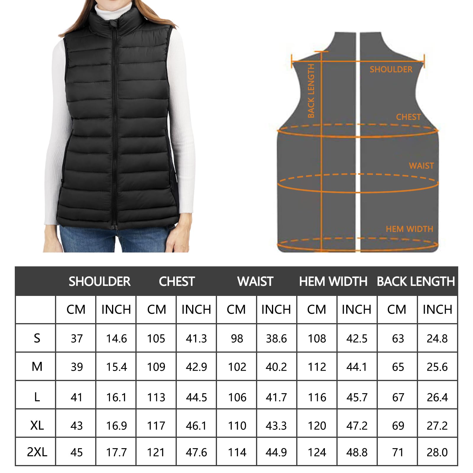 Chaleco Calefactable Mujer, Chalecos Calefactables Mujer, chaleco Termico Electrico,Chaqueta calefactable mujer, chaleco Termico con Bateria 10000 mAh Ligero & Elegante,Para Invierno & Exterior