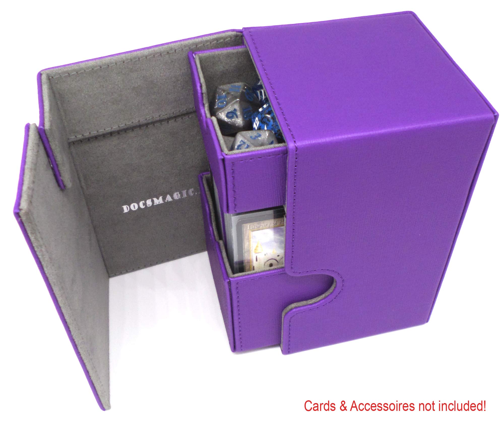 docsmagic.de Premium Magnetic Tray Box (100) Purple + Deck Divider - MTG - PKM - YGO - Caja Púrpura — view 6
