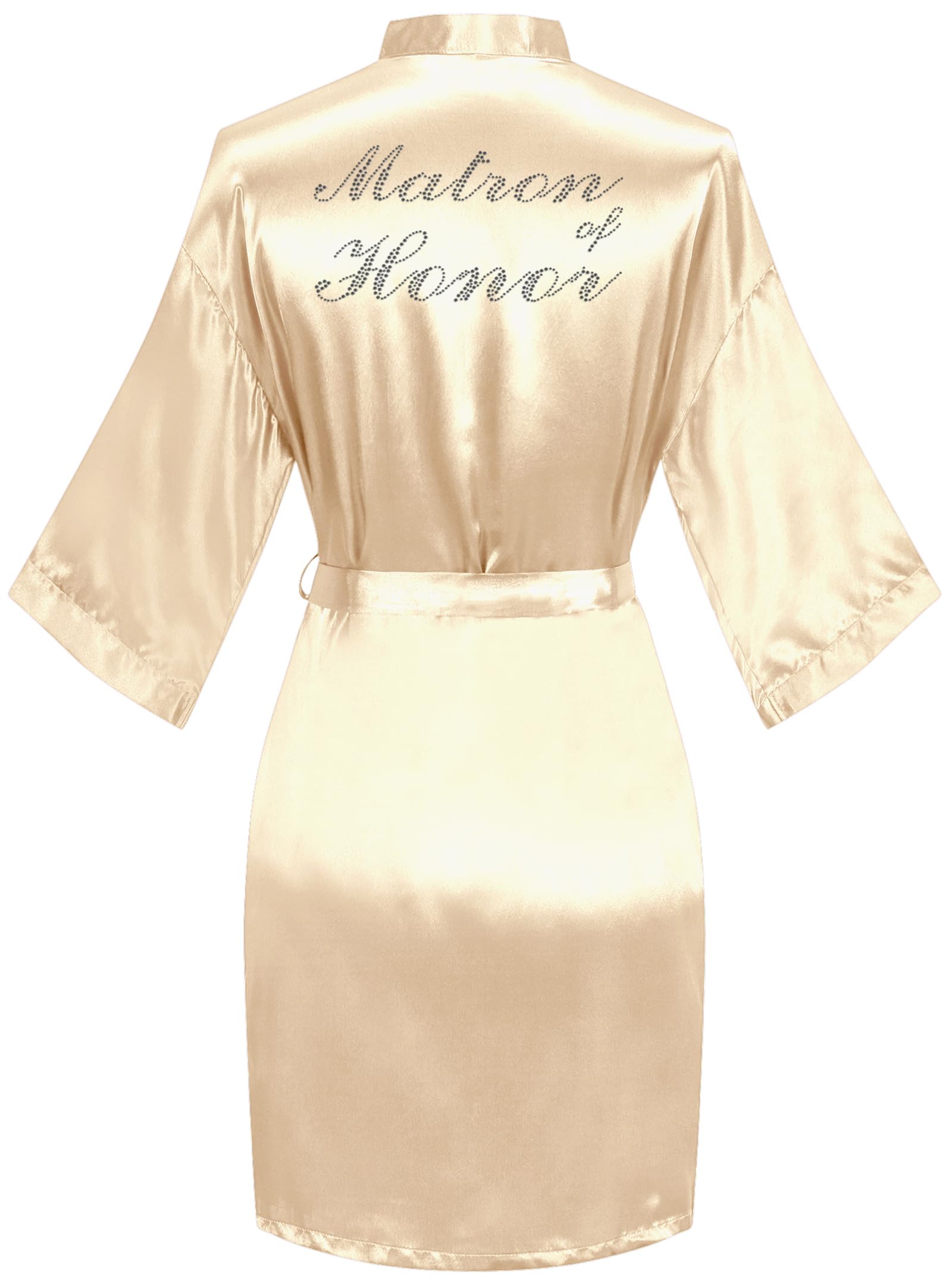 goodmansam Women's Silky Robes One Size Silver Rhinestones Bride Bridesmaid Sleepwear for Wedding Party Getting Ready