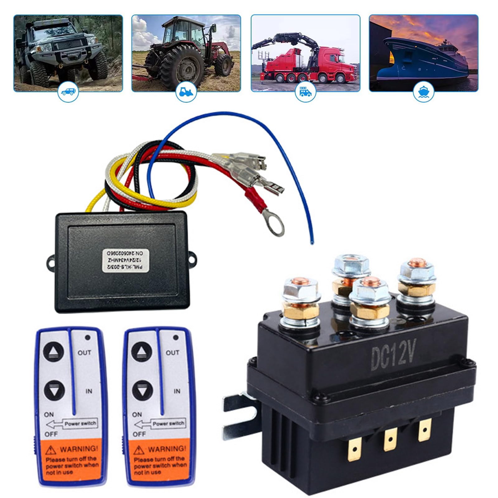Relés de cabrestante impermeables de alta capacidad, 12 V, 500 A, control de contactor para camiones, cabrestantes automotrices, funcionamiento remoto