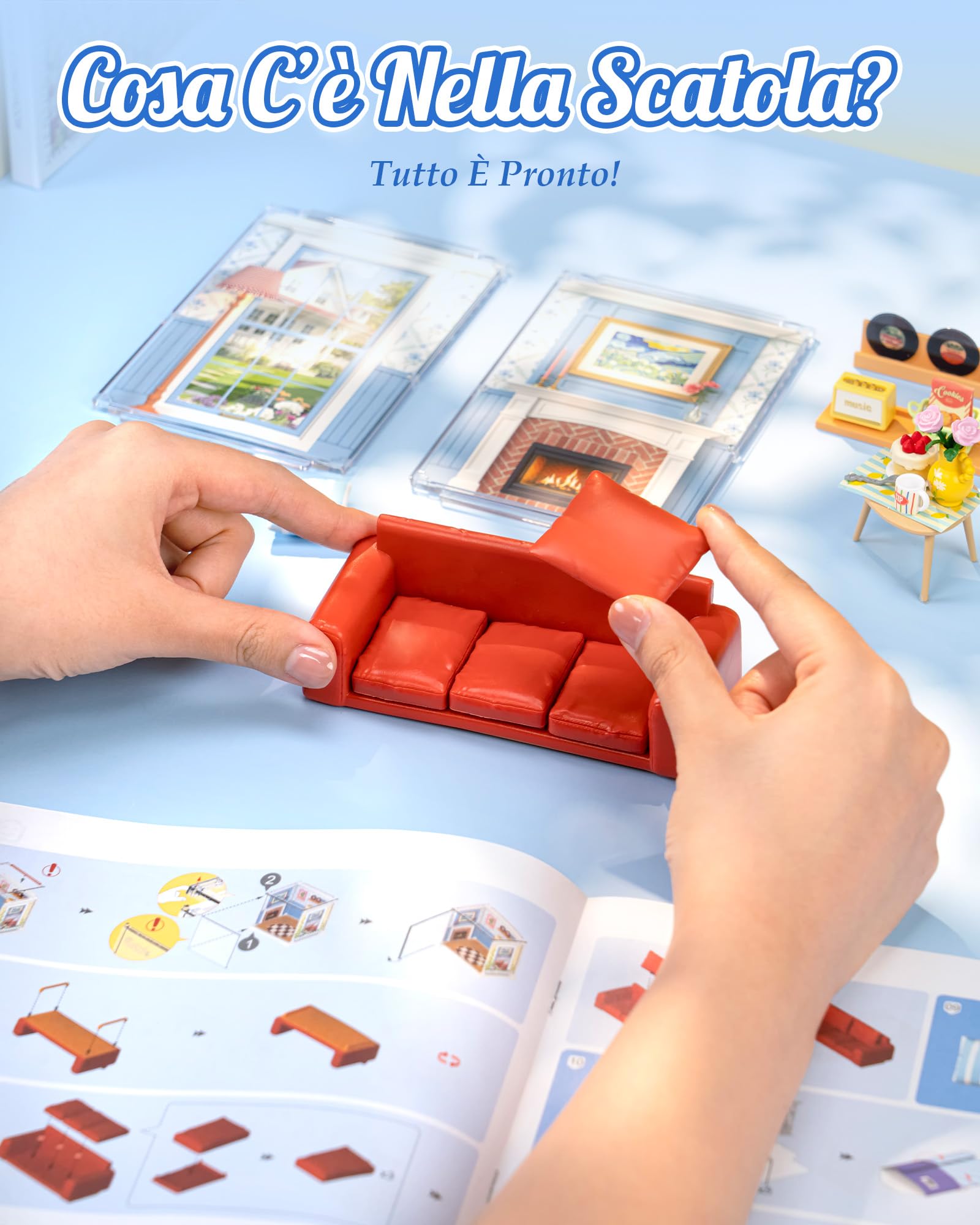 Rolife Super Creator DIY Casa in Miniatura Kit per Casa delle Bambole di Decorazione, Casa Piccola Natale Regalo di Compleanno, Kit Modellismo per Adulti (Country Blue Lounge)