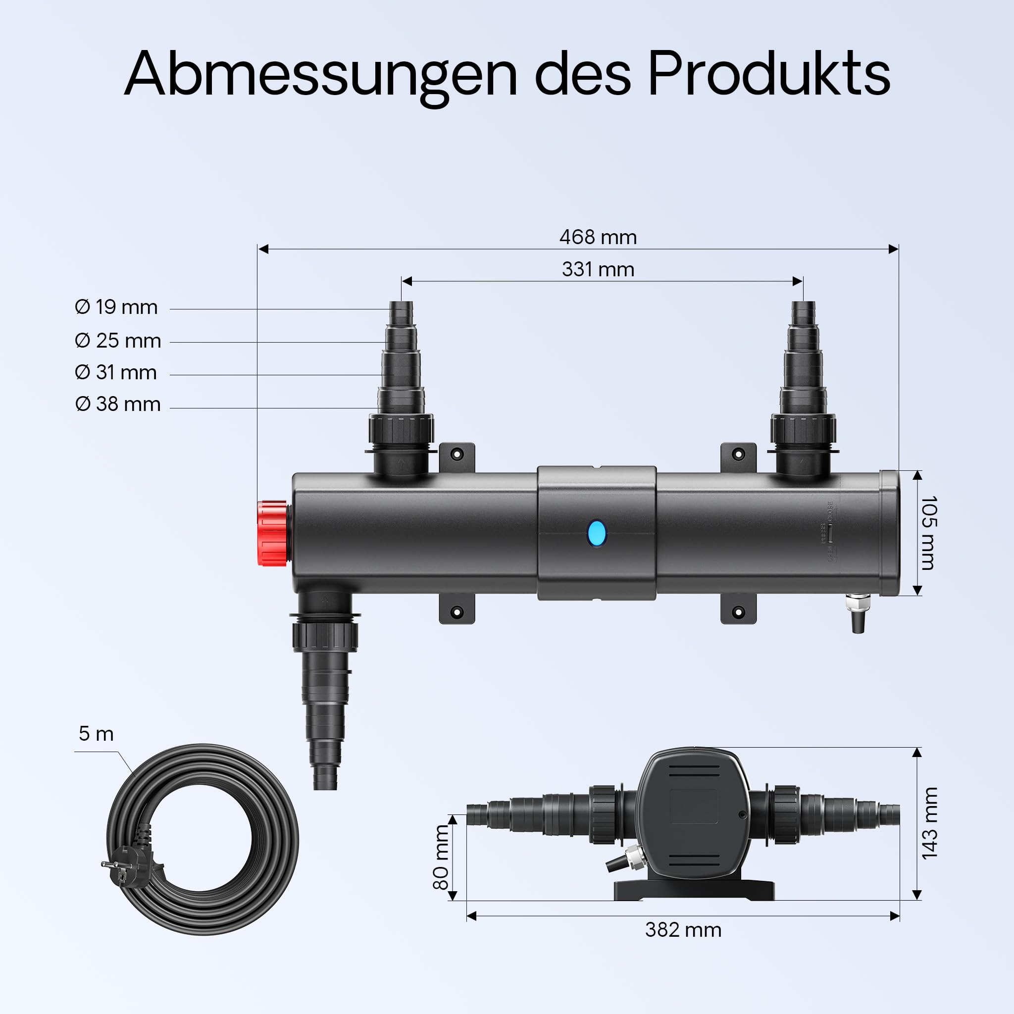 Wiltec CBF-350 Teichfilter bis 12000 L Durchlauffilter CUV-218 UVC Klärer 18 Watt