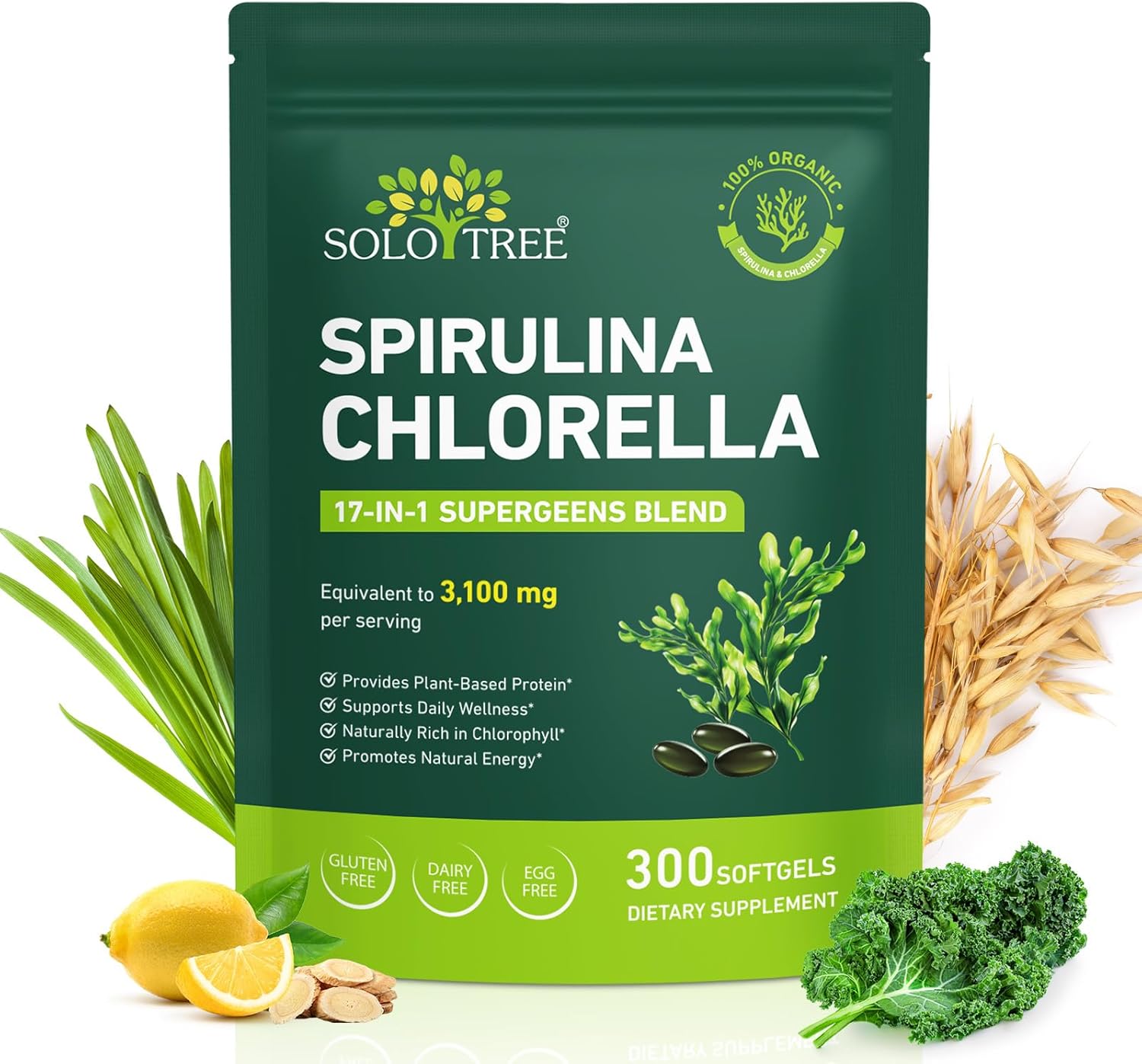 Spirulina Chlorella Capsules 3100mg –Vegan...