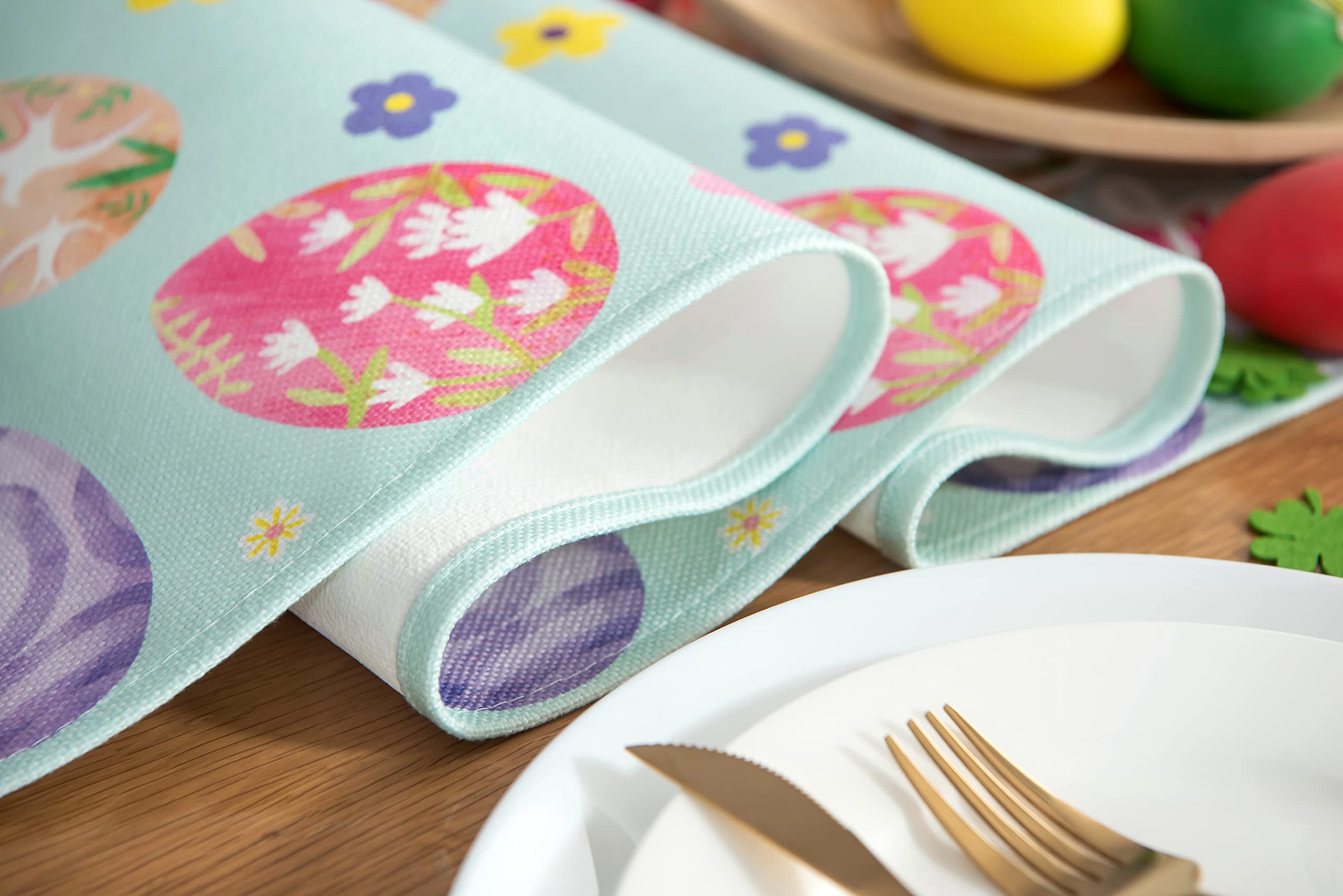 Girlly Easter Eggs Table Runner - 13x72 Inch Seasonal Holiday Dining Table Decor - View #3