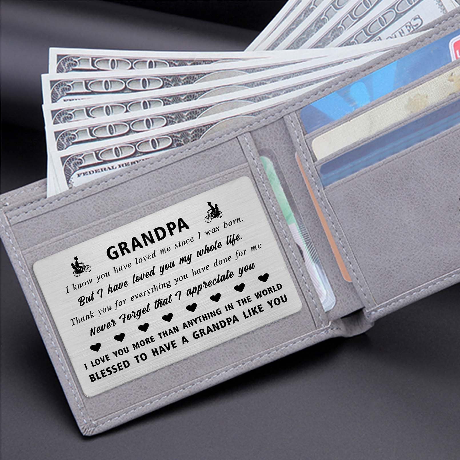 Laluminter Best Grandpa Engraved Wallet Card - Stainless Steel Gift Insert For Grandfather From Grandson