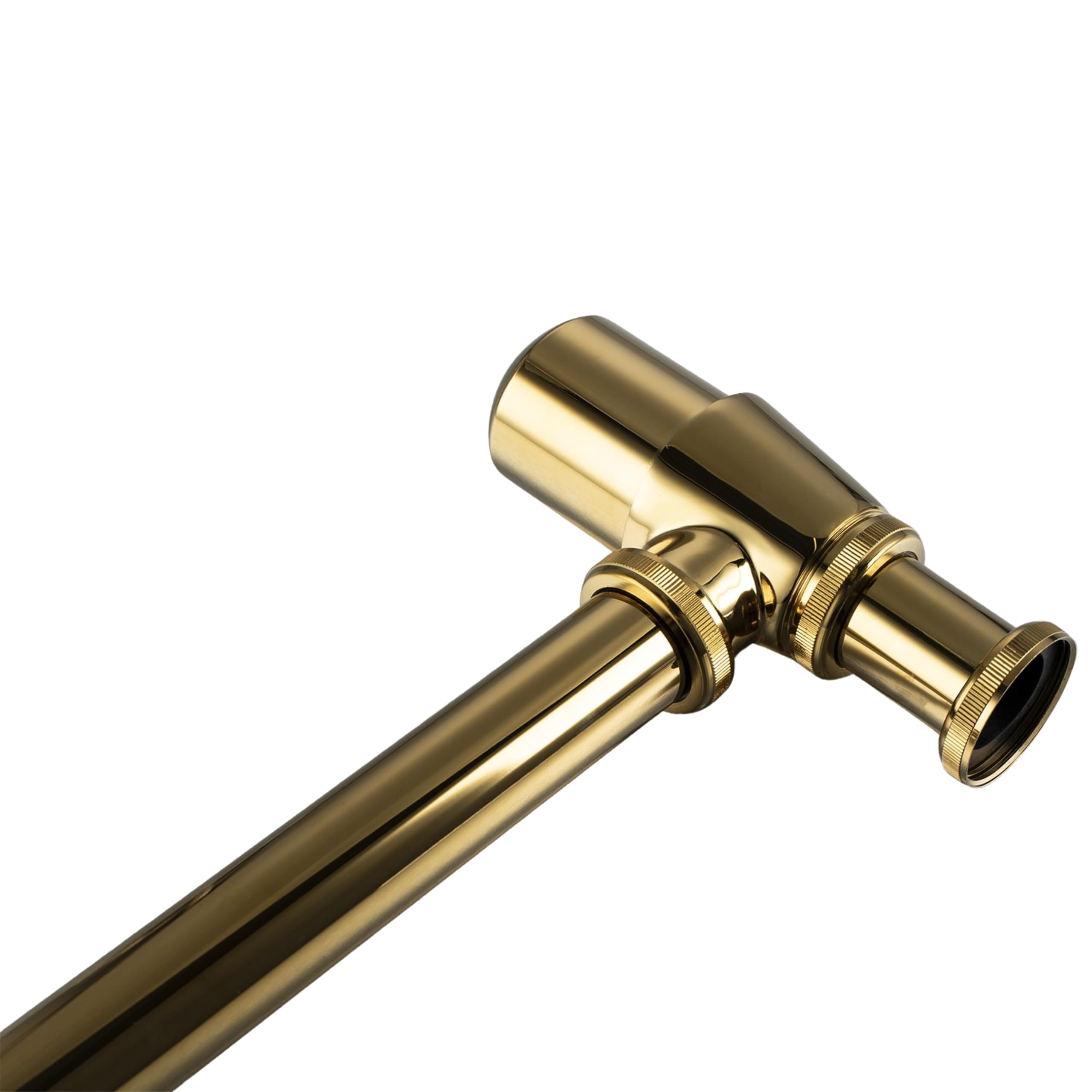 Aquauno - Siphon de lavabo rond en laiton doré G1 1/4 - Bonde universelle pour salle de bain - Siphon anti-odeurs - Hauteur réglable - Résistant à la corrosion - Avec ouverture de nettoyage