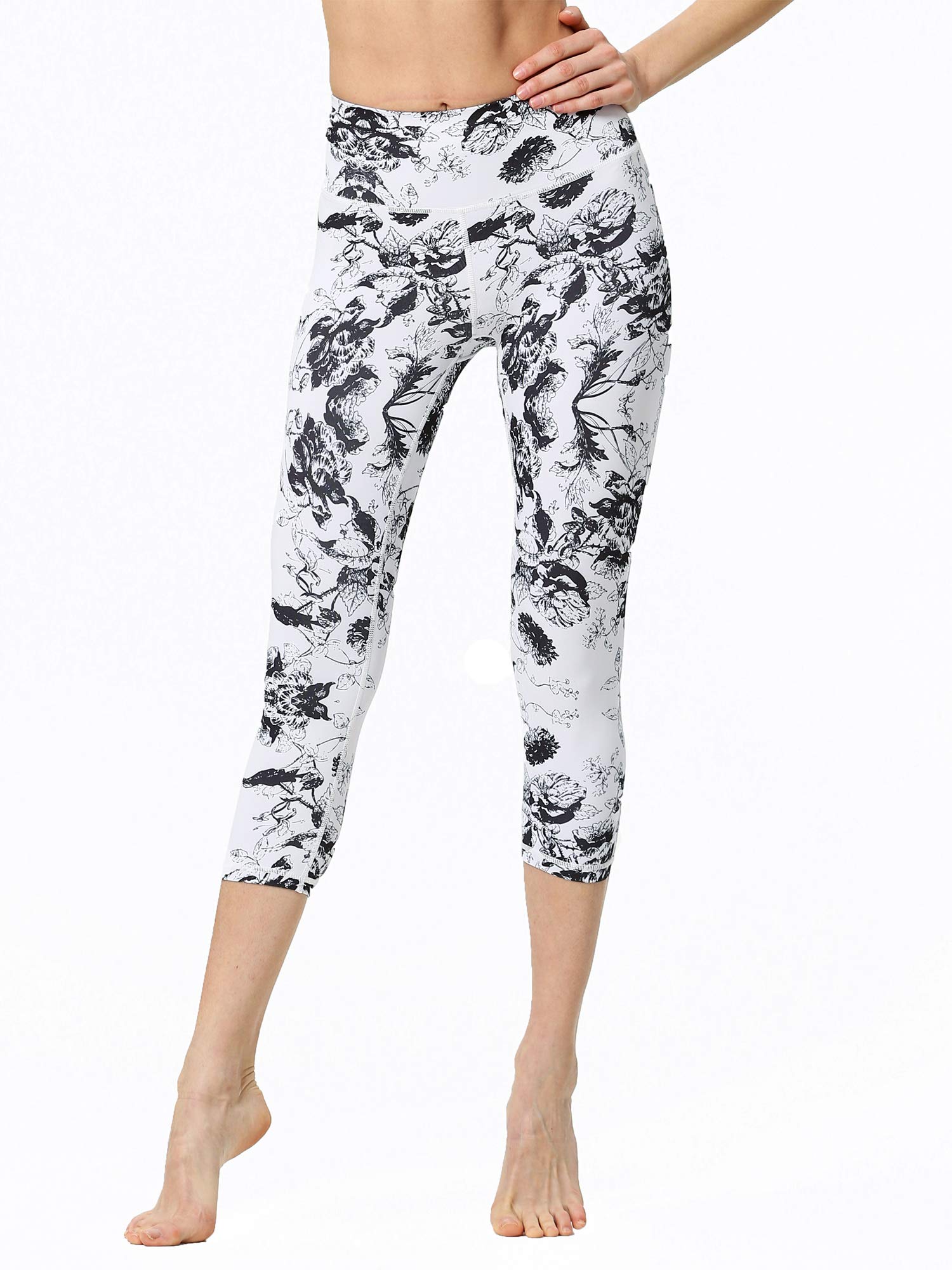 FLYILY Leggings da Donna per Yoga Corsa Allenamento Controllo Pancia Pantaloni 3/4 Fitness Pantaloni da Sportivi