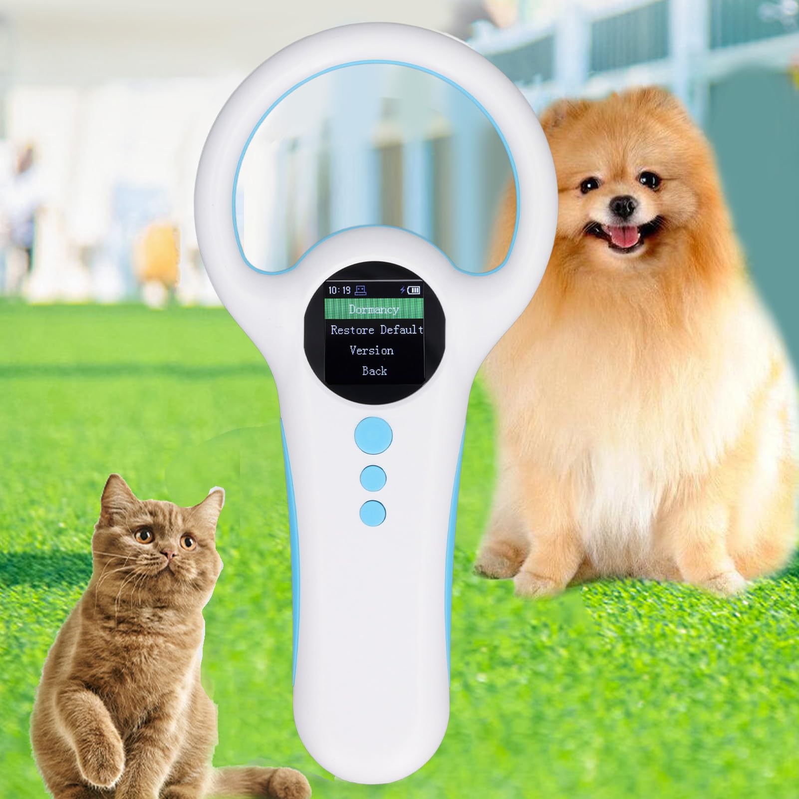 Scanner portatile per microchip per animali domestici RFID, con doppia frequenza 134,2kHz 125kHz, portata di scansione da 8 a 20 cm, 800 memorizzazione dati, per