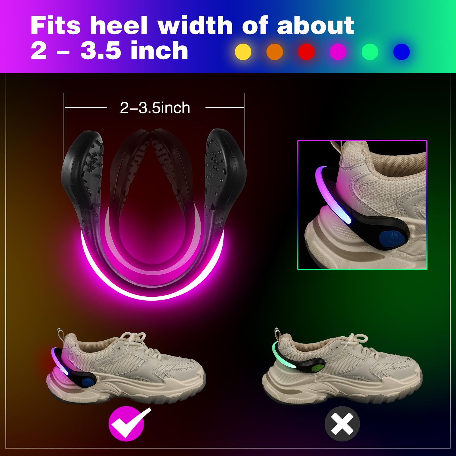 Retisee 24 Pcs Shoe Lights for Runners Bulk Led Shoe Light Clips