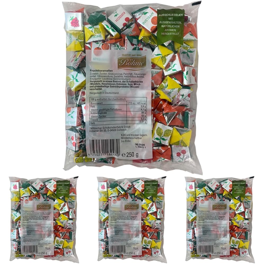 Böhme Fruchtkaramellen, 250 g (Packung mit 4)
