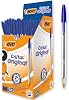 أقلام حبر جاف أصلية من BIC Cristal بعرض خط 0.4 مم وحبر أزرق شفاف، عبوة كبيرة من 50 قلمًا