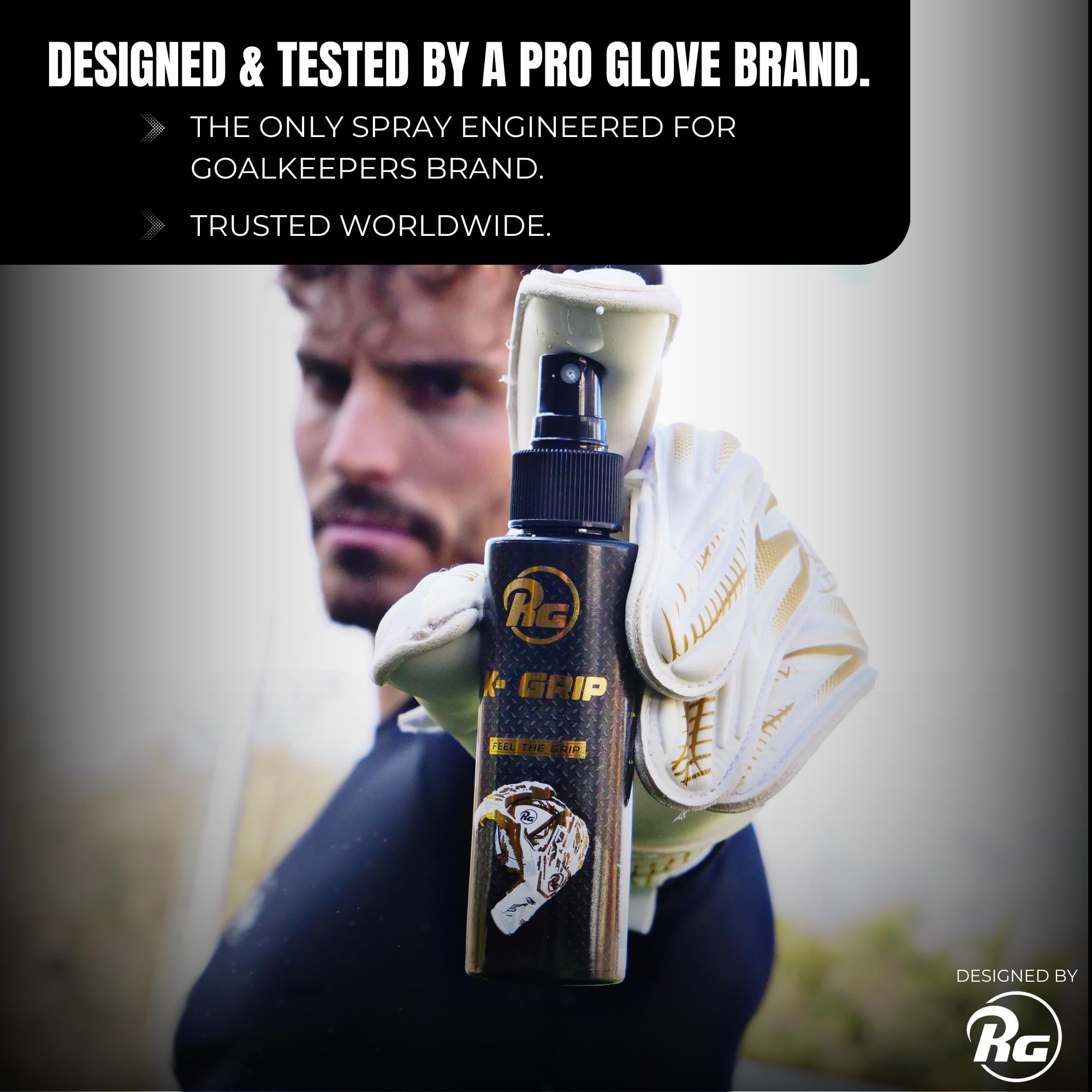 RG K-Grip Goalkeeper Glove Grip Spray – Professional Anti-Slip Adhesive for Enhanced Stickiness & Performance | Long-Lasting, Sweat-Resistant Glove Grip Solution for Soccer Goalies (100ml)