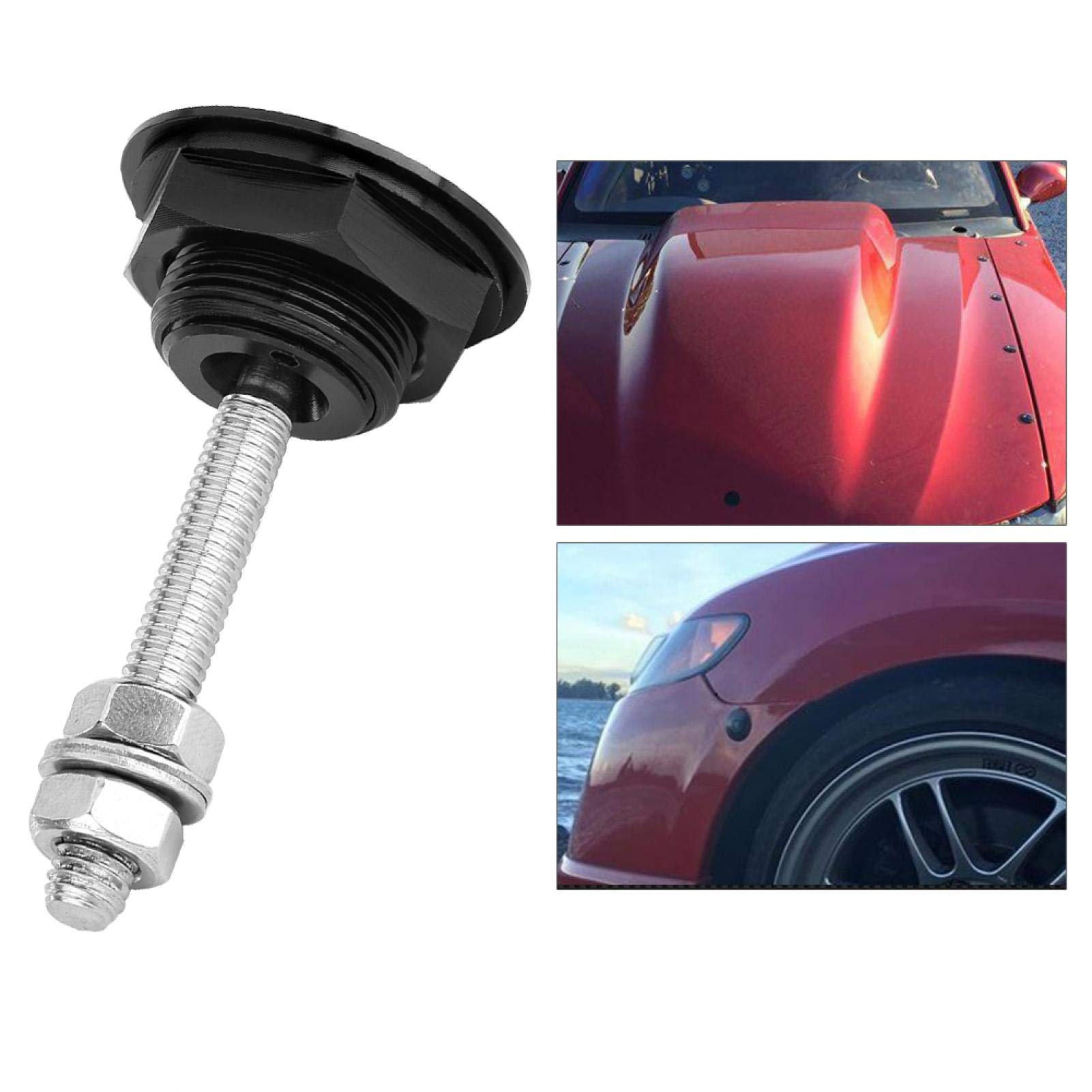 Kit Fermo Cofano Universale 22 Mm A Sgancio Rapido, In Alluminio E Acciaio, Per Auto, Nero, Senza Foratura
