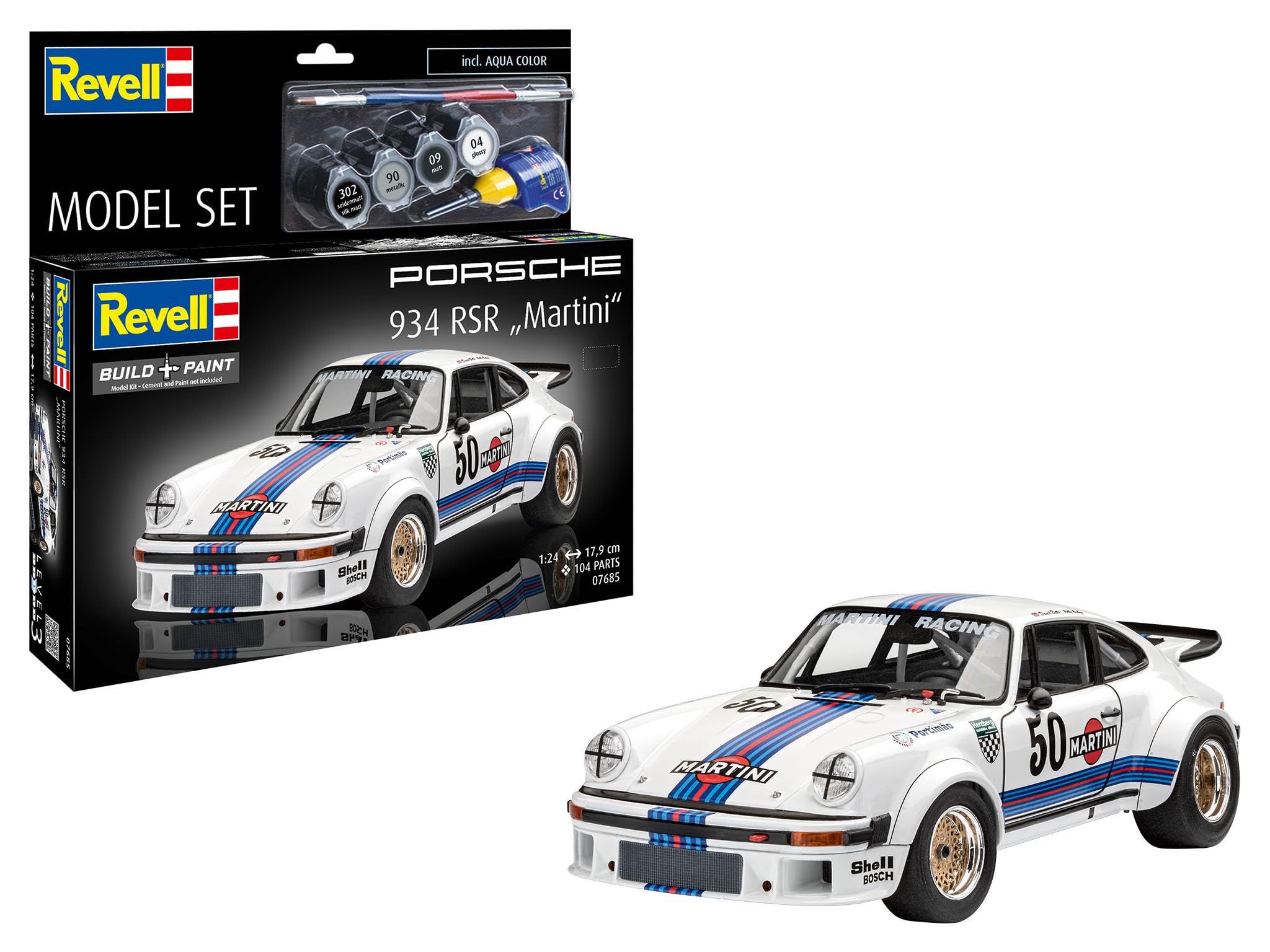 Revell 67685 Maquette de Voiture de Course Porsche 934 RSR 'Martini', 1/​100