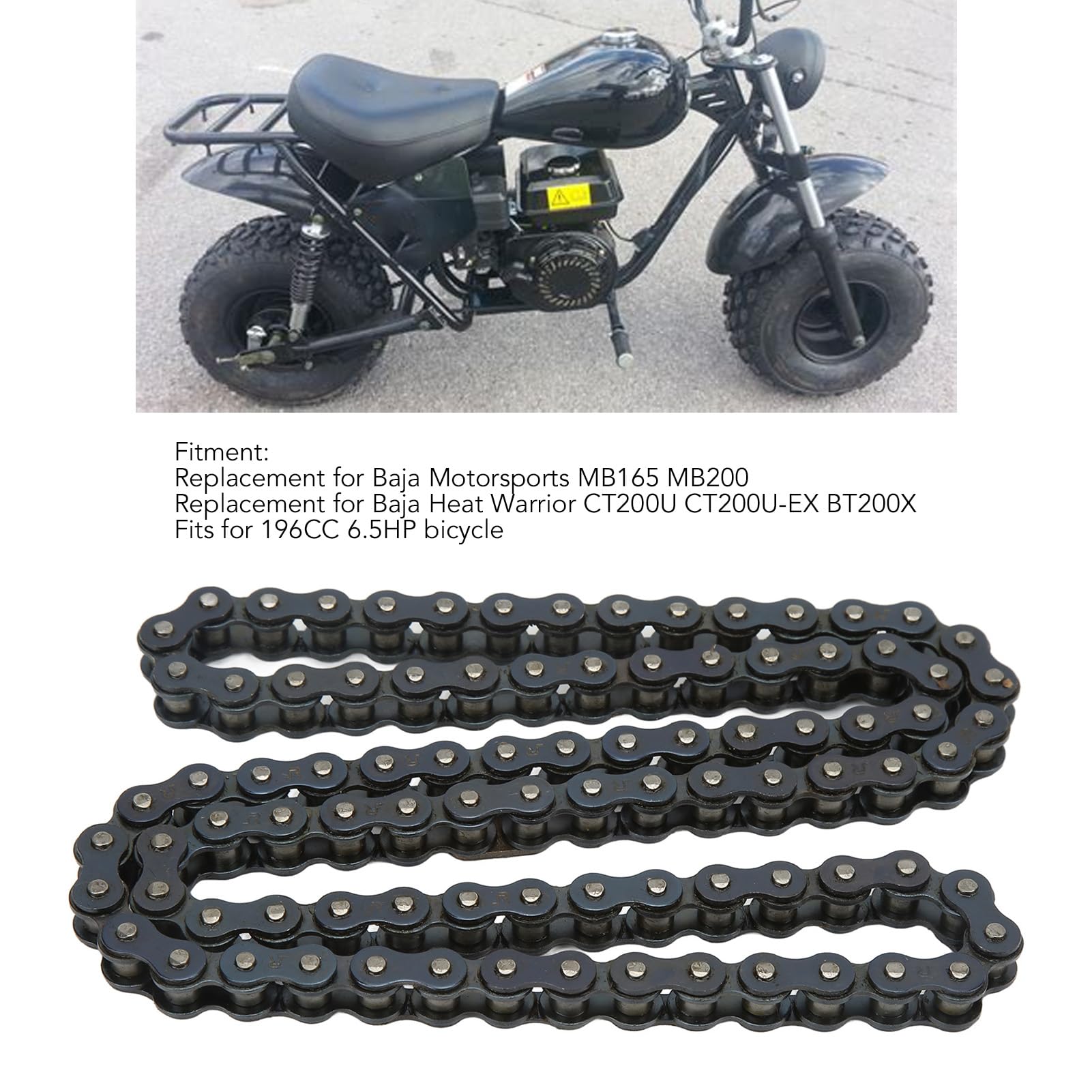 HOOUP 420 Jackshaft Chain Kit For Mini Bikes - 42 & 90 Links Drive Chains For Coleman, Baja, Massimo Models
