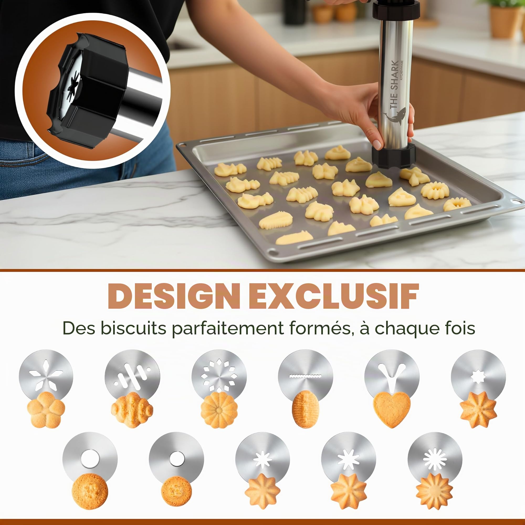 Machine à churros et kit de presse à biscuits – Acier inoxydable 304, facile à nettoyer et grande capacité – Fabriquez des churros et des biscuits authentiques à la maison – Outil de cuisson idéal