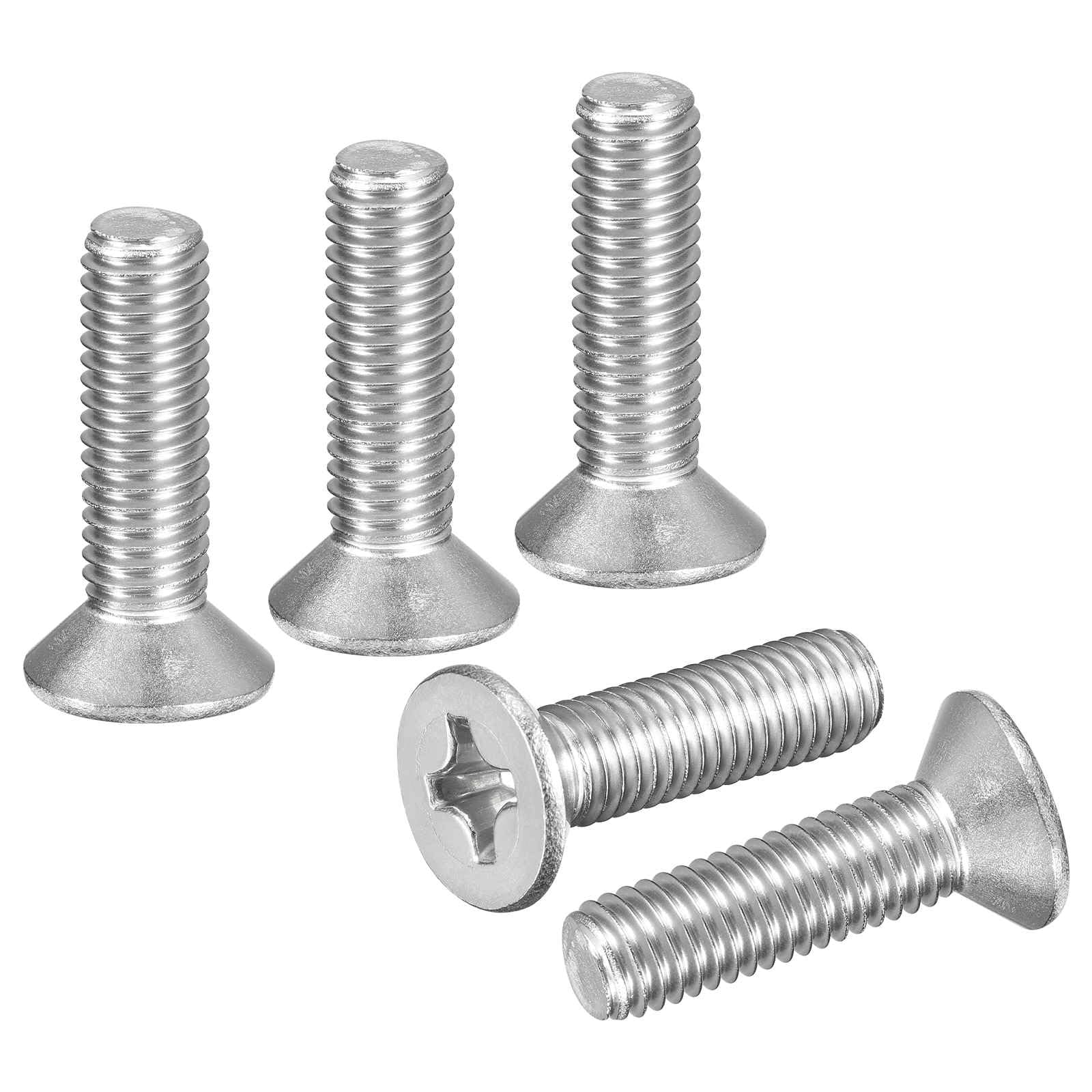 DTGN M8-1.25x30 Flat Head Countersunk Machine Screws - 20pcs - Good for Furniture and Machinery - 304 Stainless Steel Phillips Machine Screws Bolts - Silver — image 1