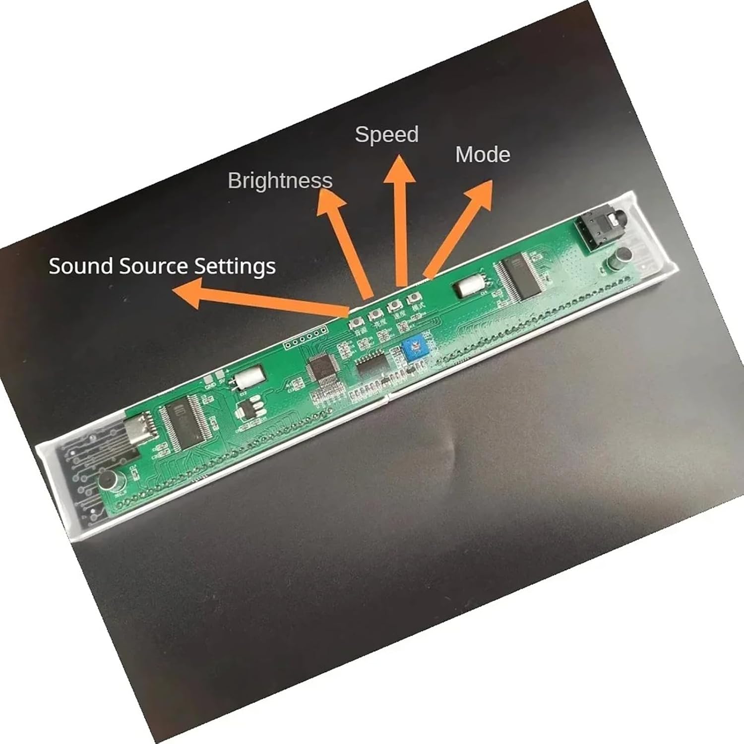 30-Segment White Spectrum Display, LED Voice-Controlled Music Spectrum Display, Sound-Pickup Atmosphere Light, Sound-Controlled Music Spectrum