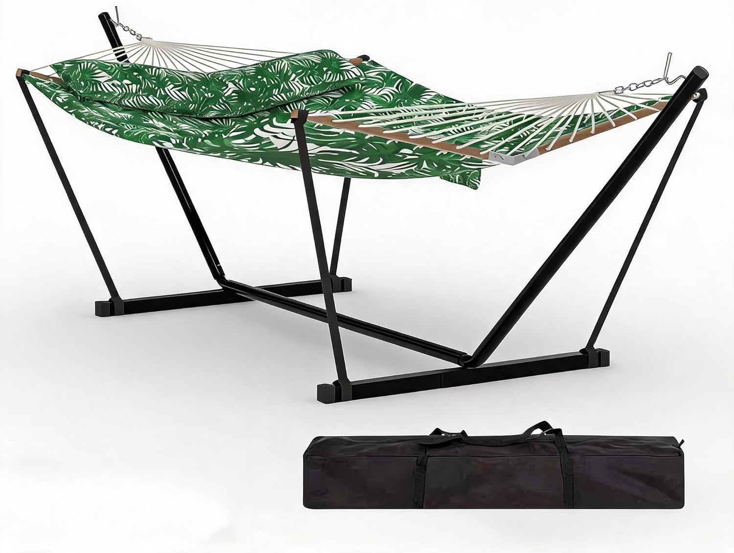 Double Hammock with Stand, 2 Person Outdoor with Carry Bag, 450lbs