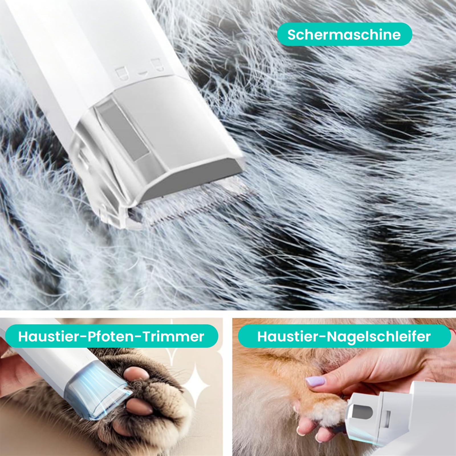 Hundeschermaschine mit Staubsauger, 13000 Pa Super Saugkraft & 99,99% Tierhaar-Aufnahme, Leise Haustierpflegeset mit 7 Pflegewerkzeugen für Hunde und Katzen