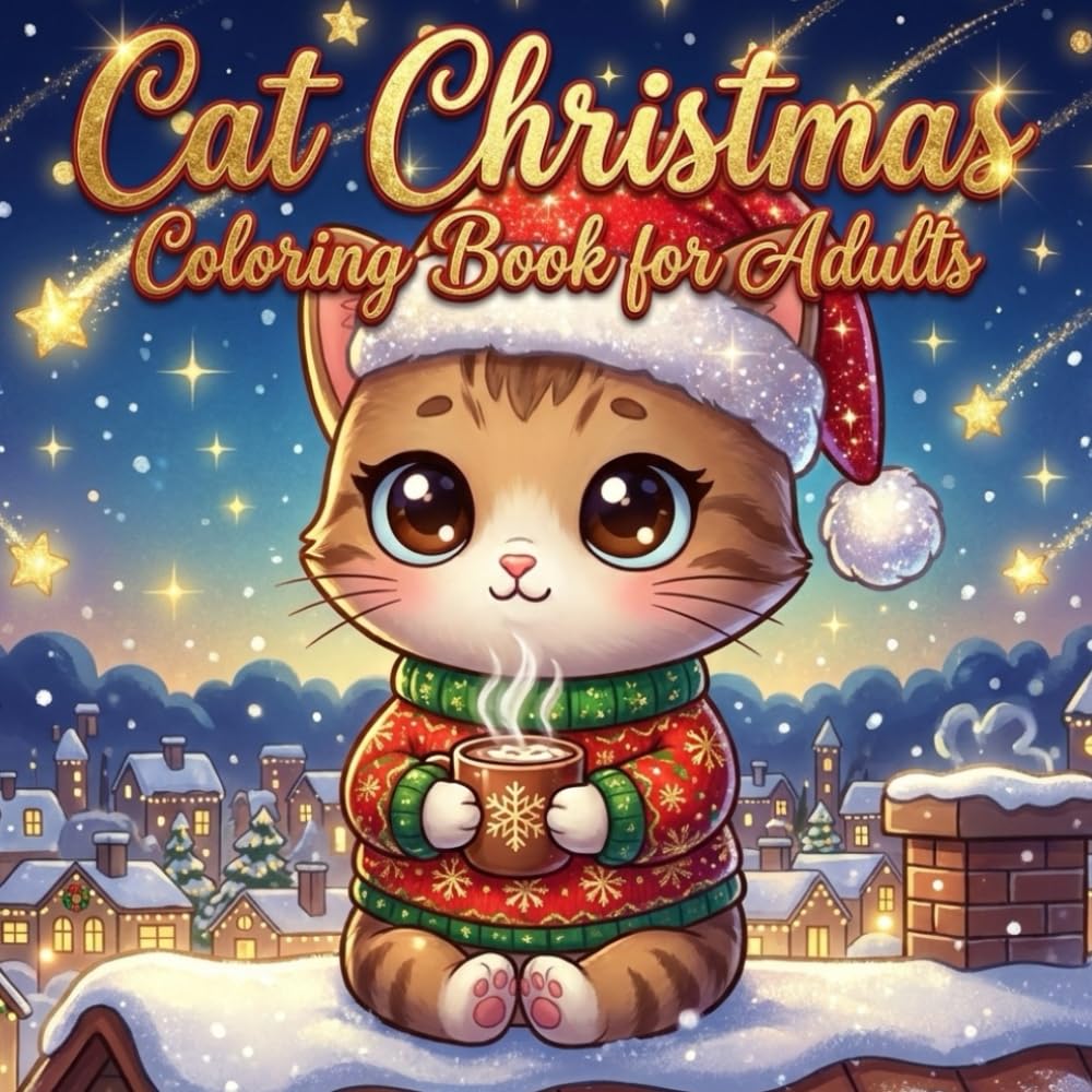 Cat Christmas Coloring Book for Adults: Festive Kittens and Holiday Scenes: A Relax Coloring Book Featuring Cozy Cats and Winter Wonderland Designs for Stress Relief